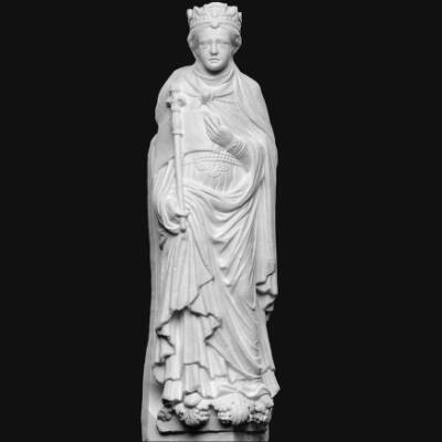 Stående kvinde med krone,scepter og skriftrulle, Ecclesia eller Bathseba