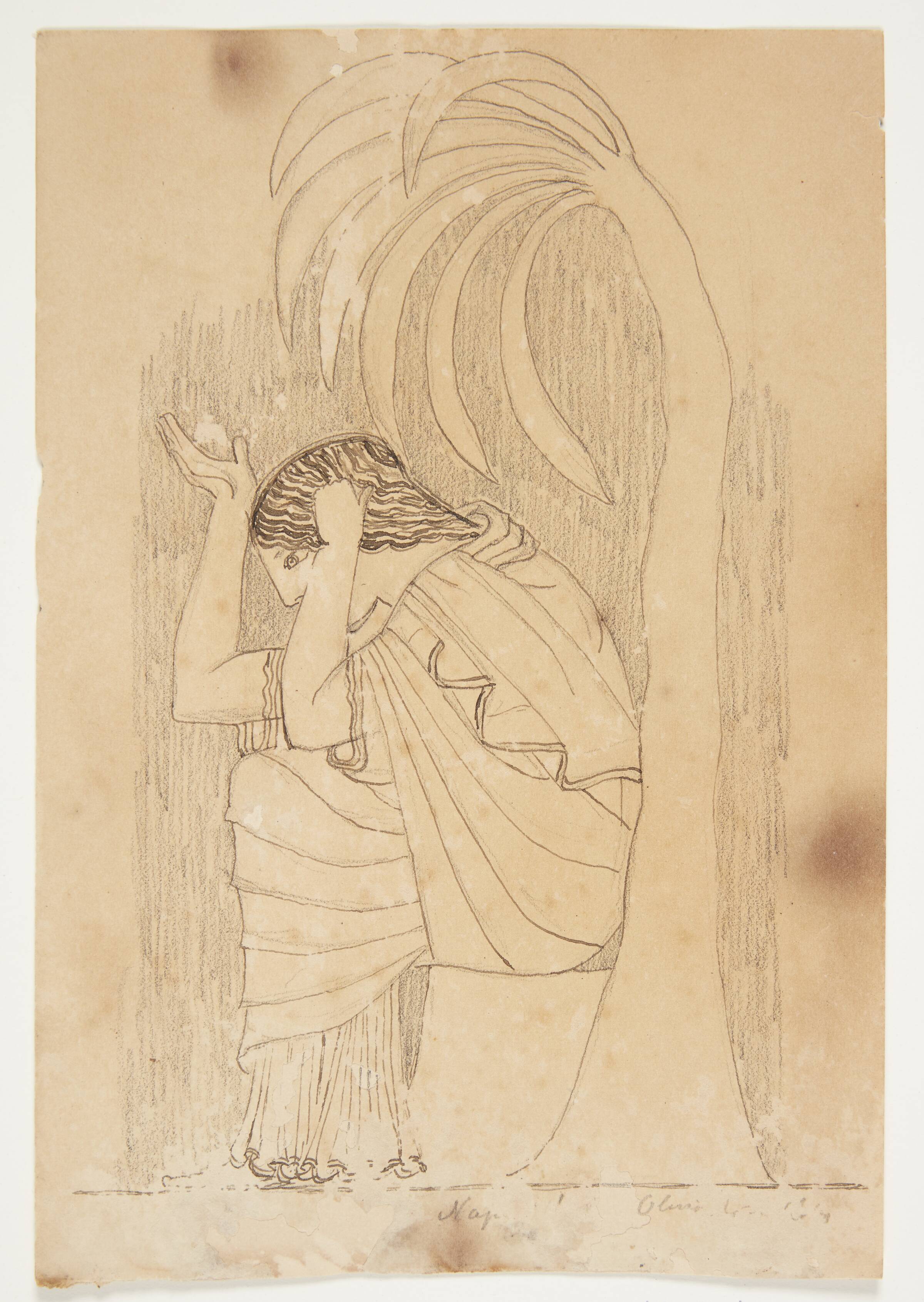 Siddende kvinde under en palme, Olivia Holm-Møller, 1907