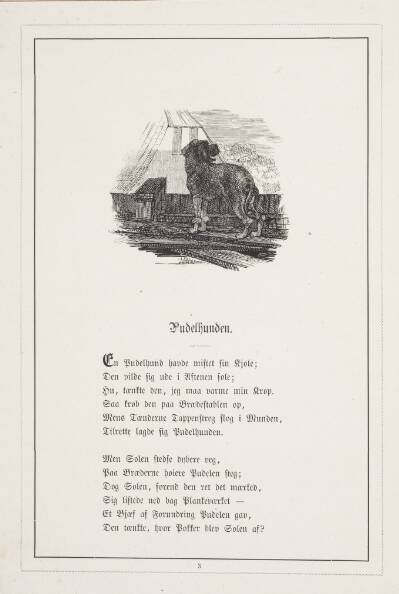 Pudelhunden. Illustration til H.V. Kaalund, "Fabler for Børn"