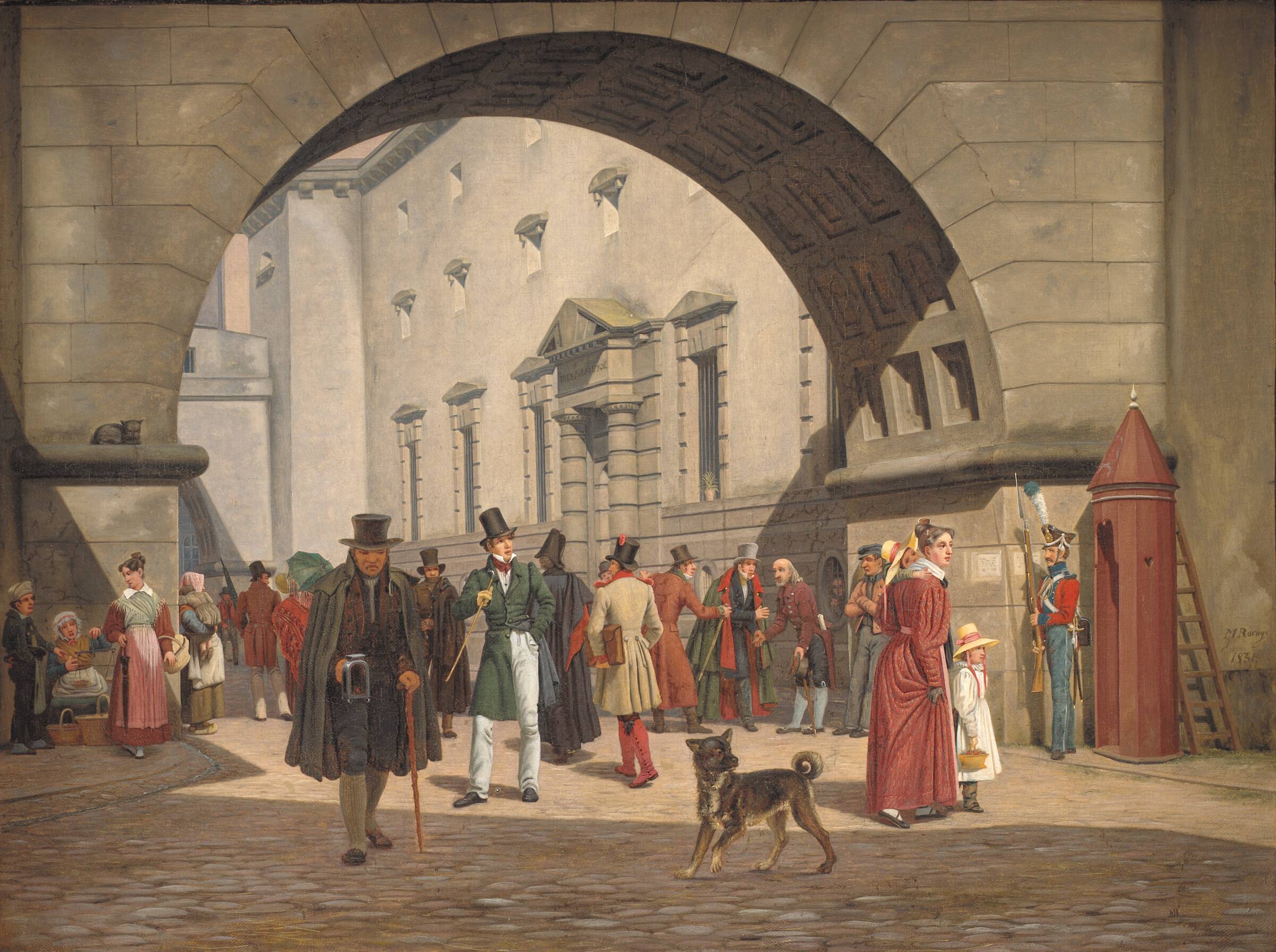 Arrestbygningen ved råd- og domhuset, Martinus Rørbye, 1831