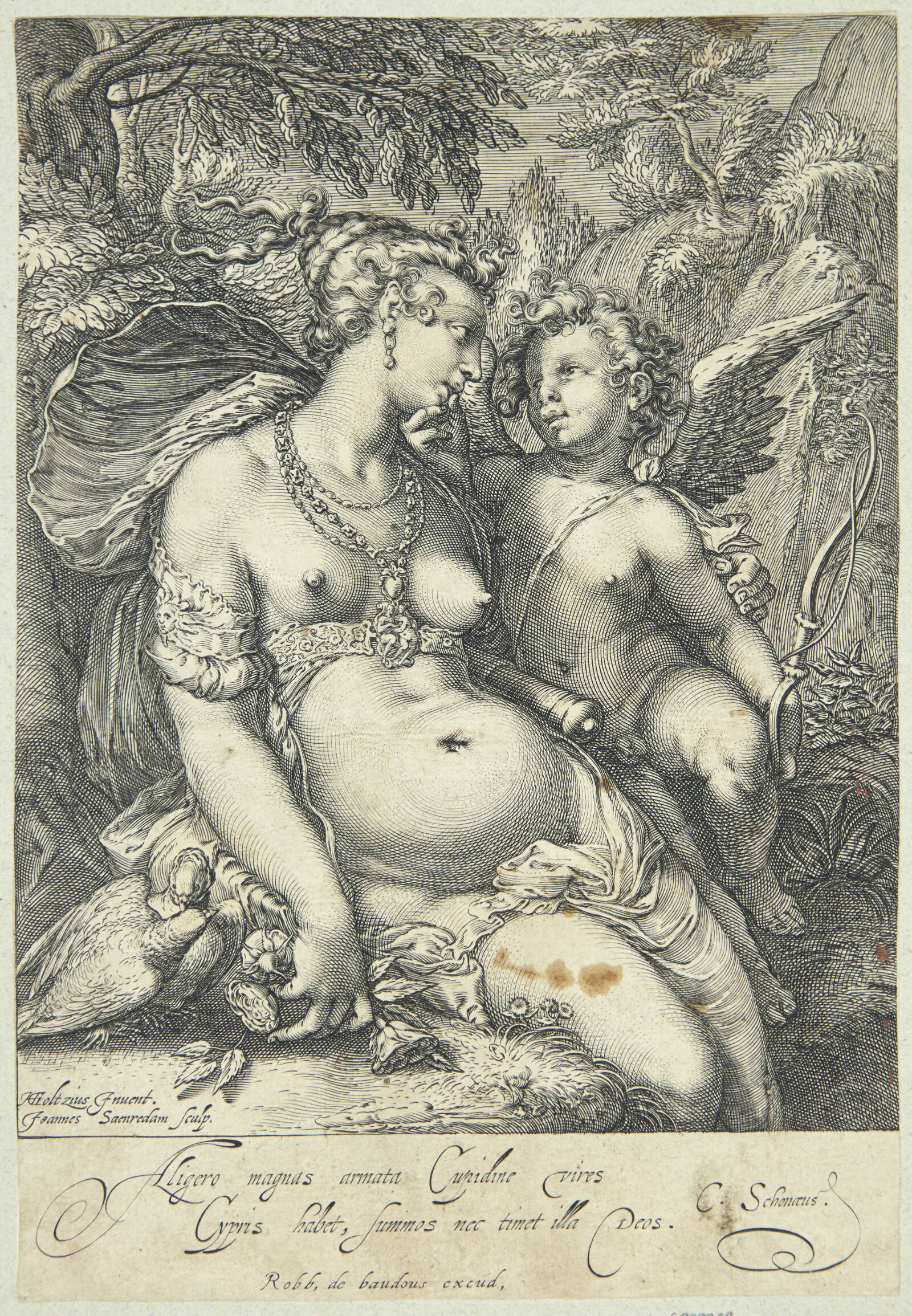 Venus og Amor, Jan Saenredam, 1595