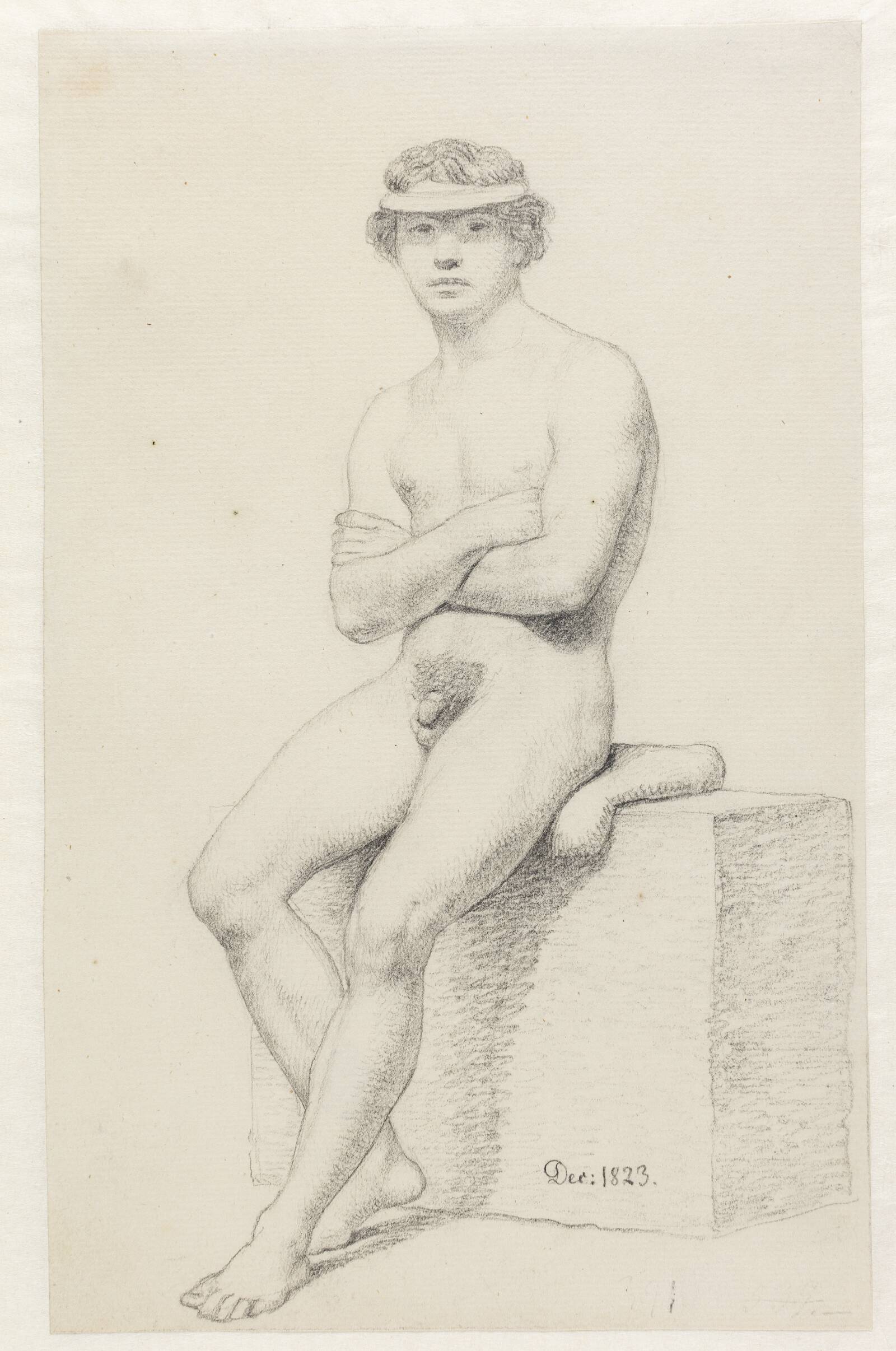 Siddende mandlig model., C.W. Eckersberg, 1823