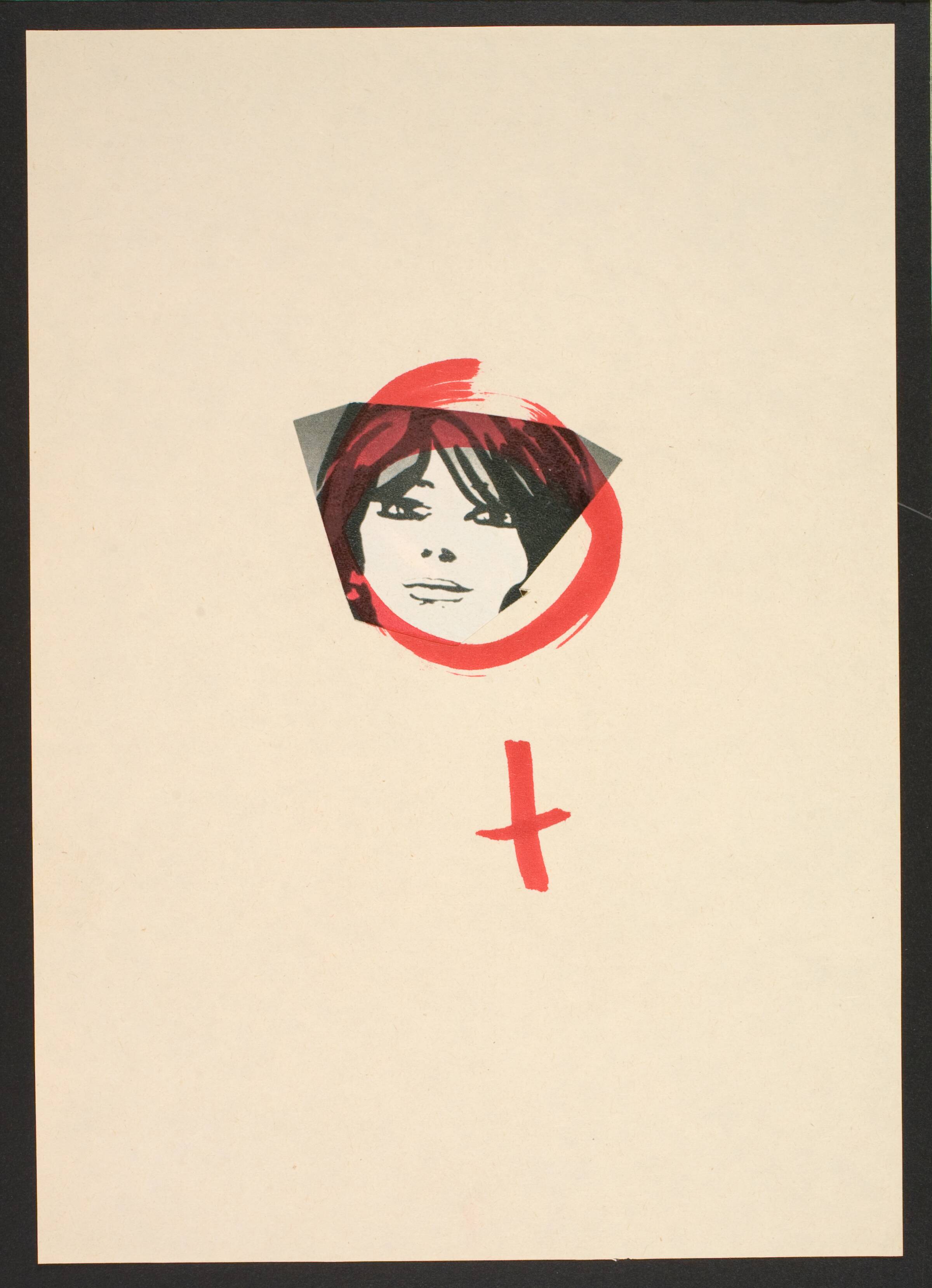 Udklip på papir med kvindetegnet, Lene Adler Petersen, 1974