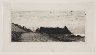 Huse ved stranden. Sommernat