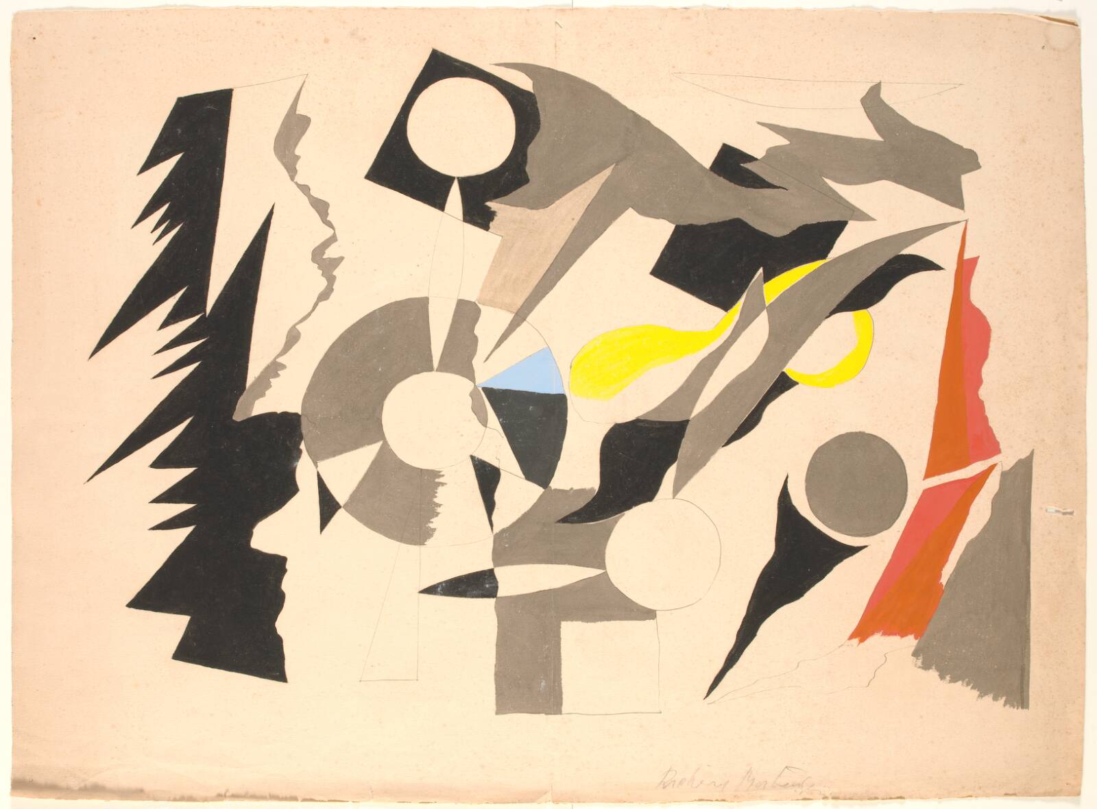 Abstraktion med måneformer, Richard Mortensen, 1946-1948