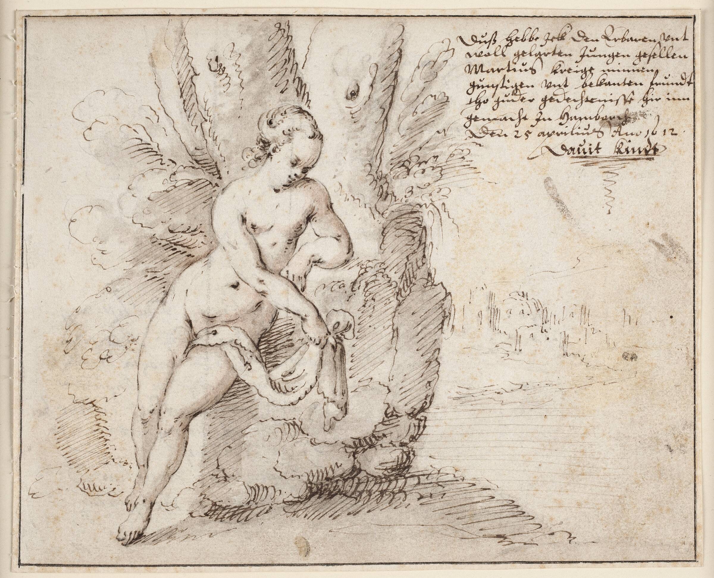 Badende kvinde ved en flod, David Kindt, 1612