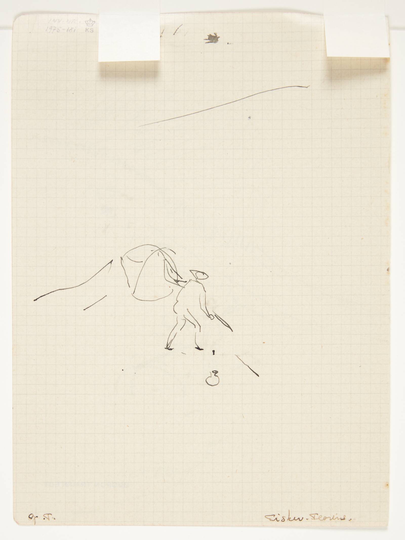 skitse af netfisker, Traustedt, Gudrun, 1920-1924