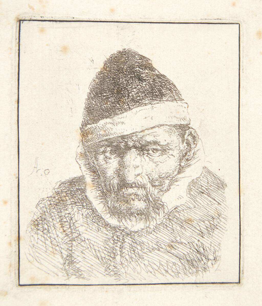 Bonde med spids pelshue, Adriaen van Ostade, 1647