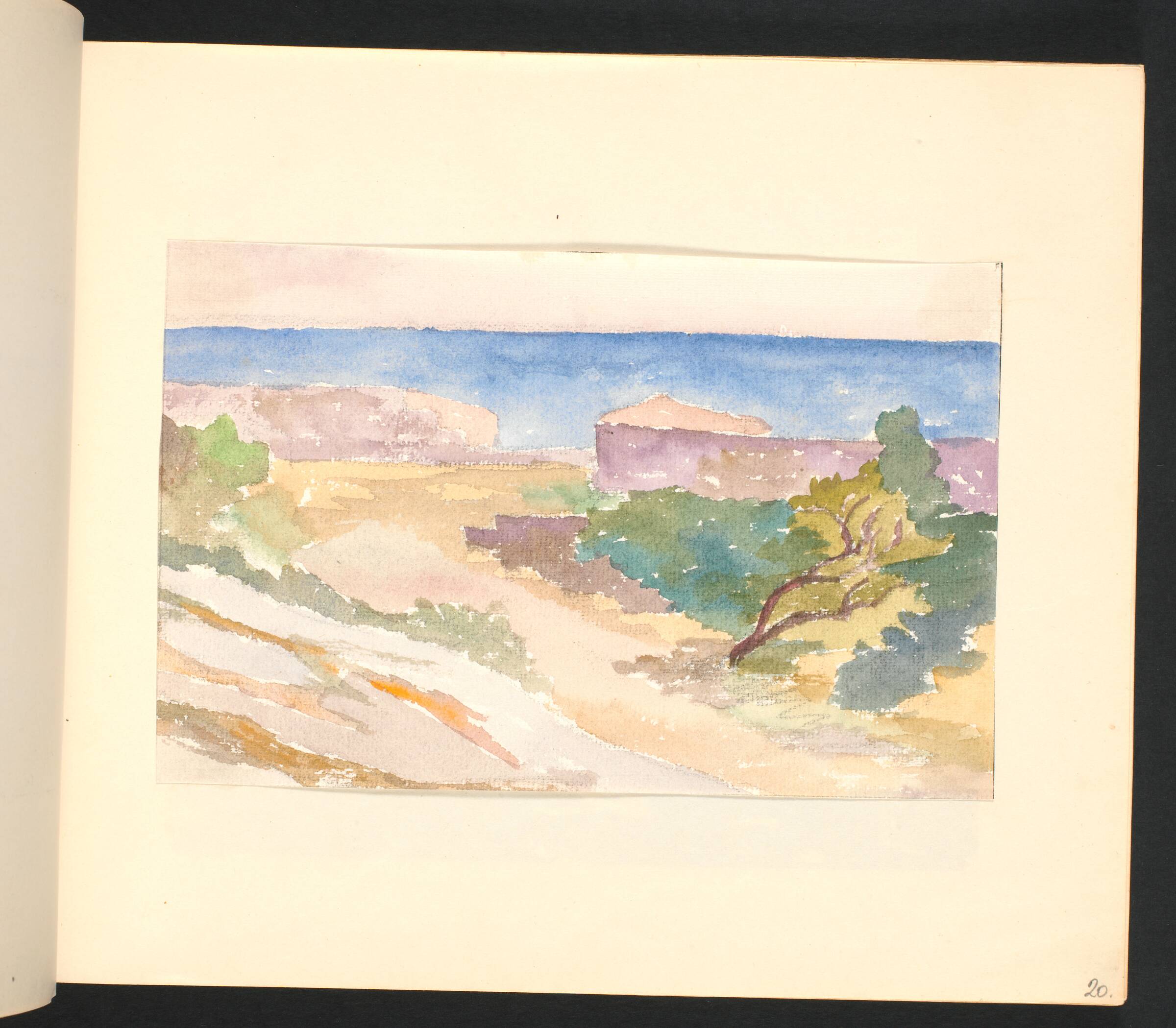 Klipper med bastioner ved havet, og bevoksning, Johannes Frederiksen, 1944
