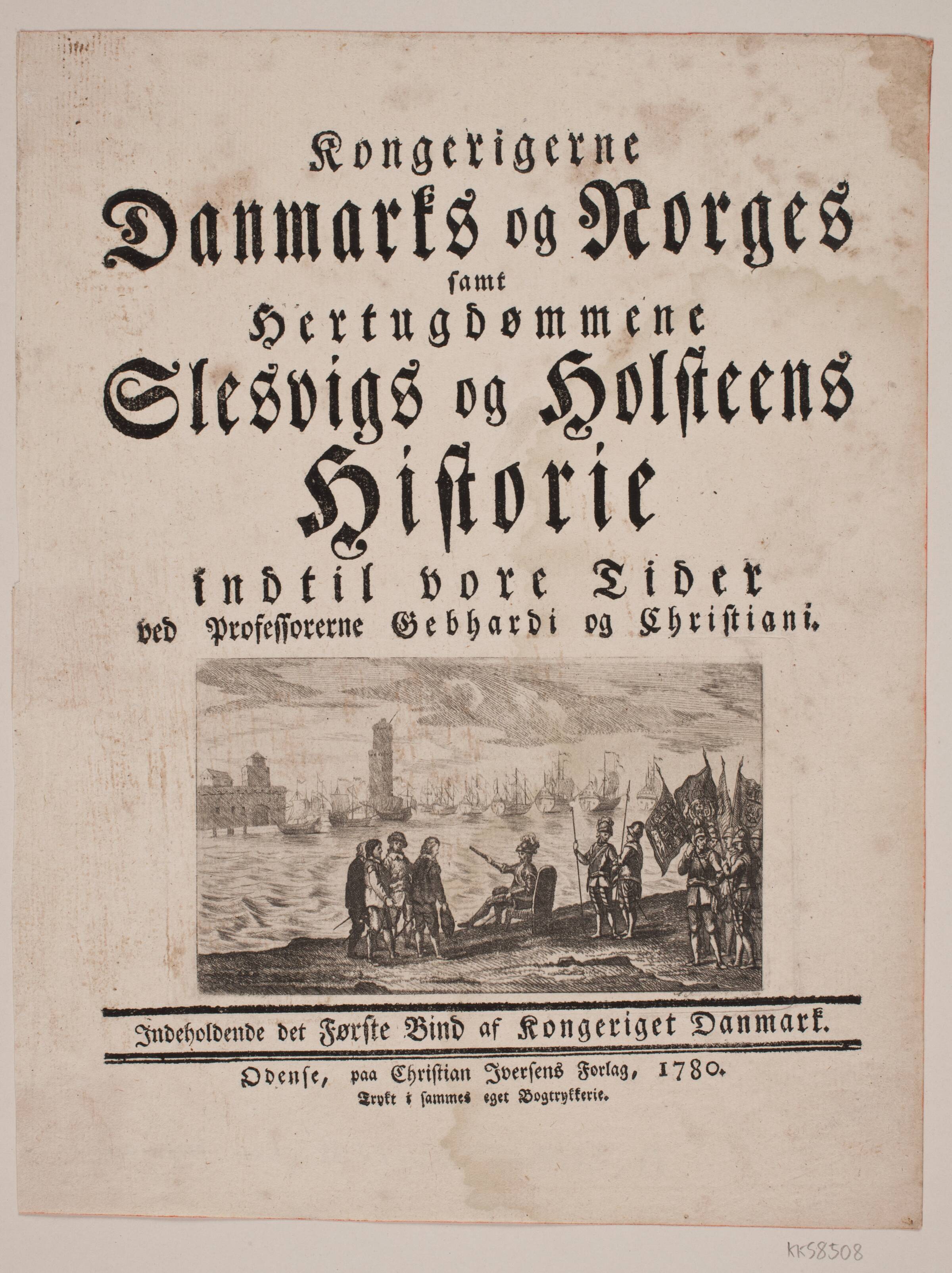 Titelblad til Gebhardi og Christiani: Kongerigerne Danmark og Norges samt hertugdømmene Slesvig og Holsteens historie, Andreas Støttrup, 1780