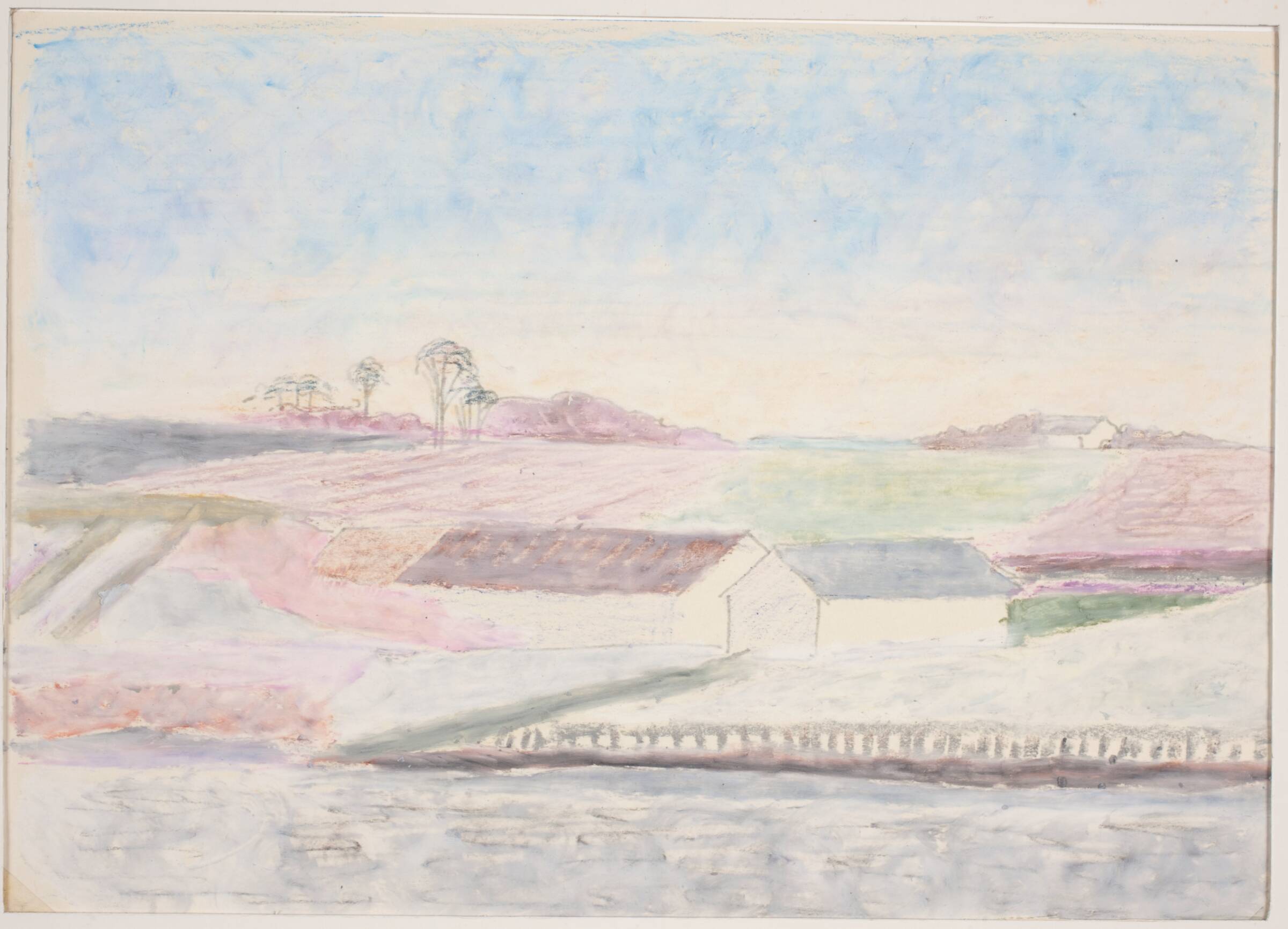 Vinterlandskab med en bondegård, Henrik Starcke, 1899-1973