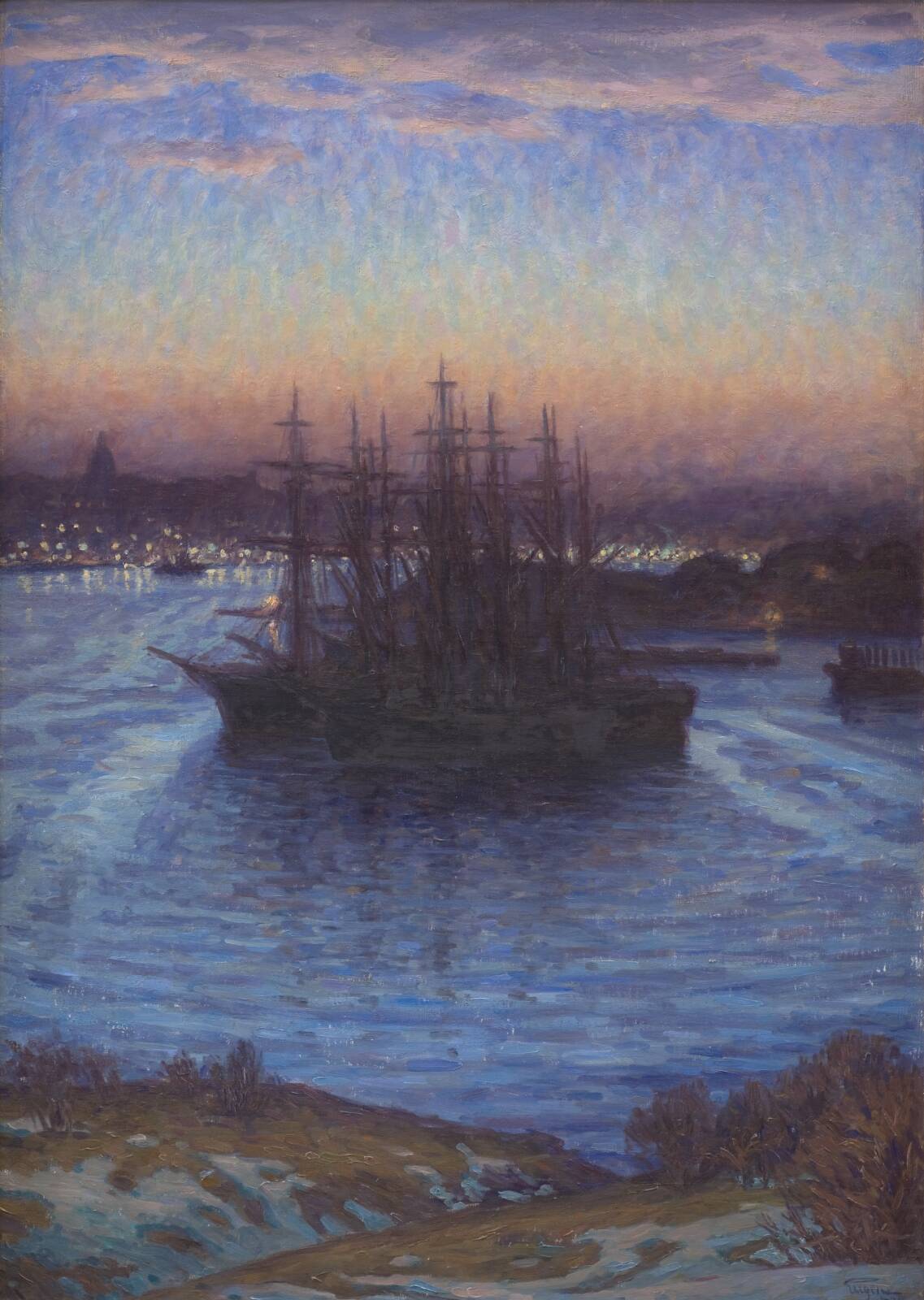 Ships at Anchor. Winter, by Eugen, 1908