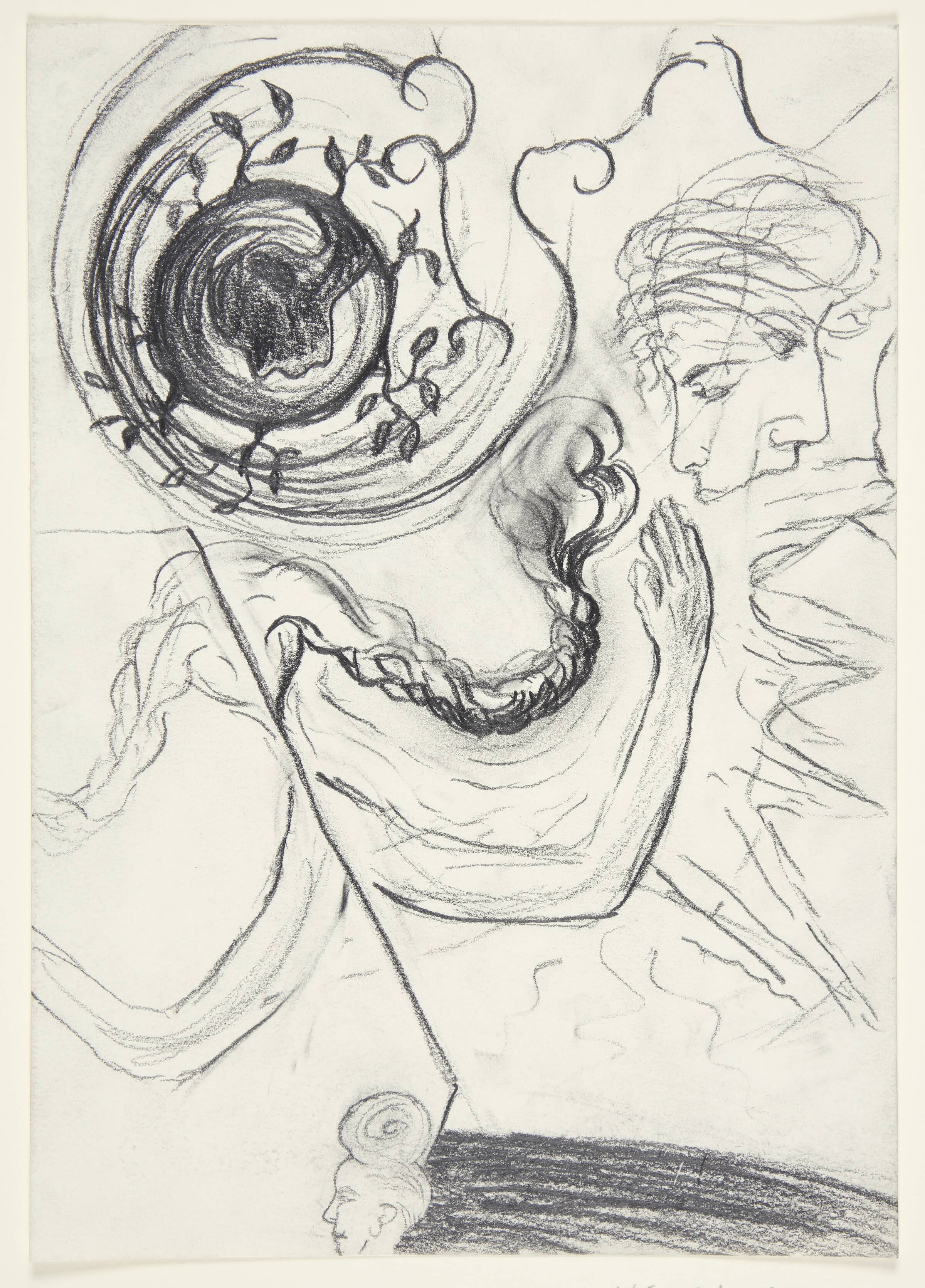 Komposition med spejl og "Janus"-profil, Annemette Larsen, 1984