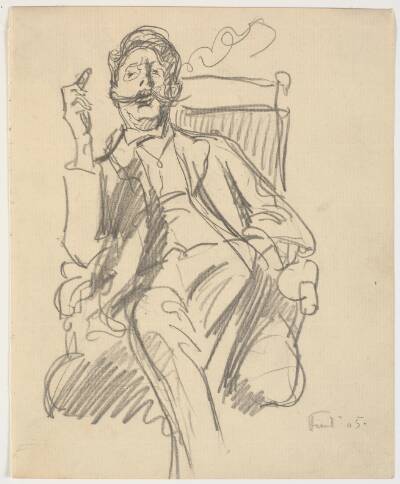 Kunsthistorikeren Carl V. Petersen, siddende, med cigar
