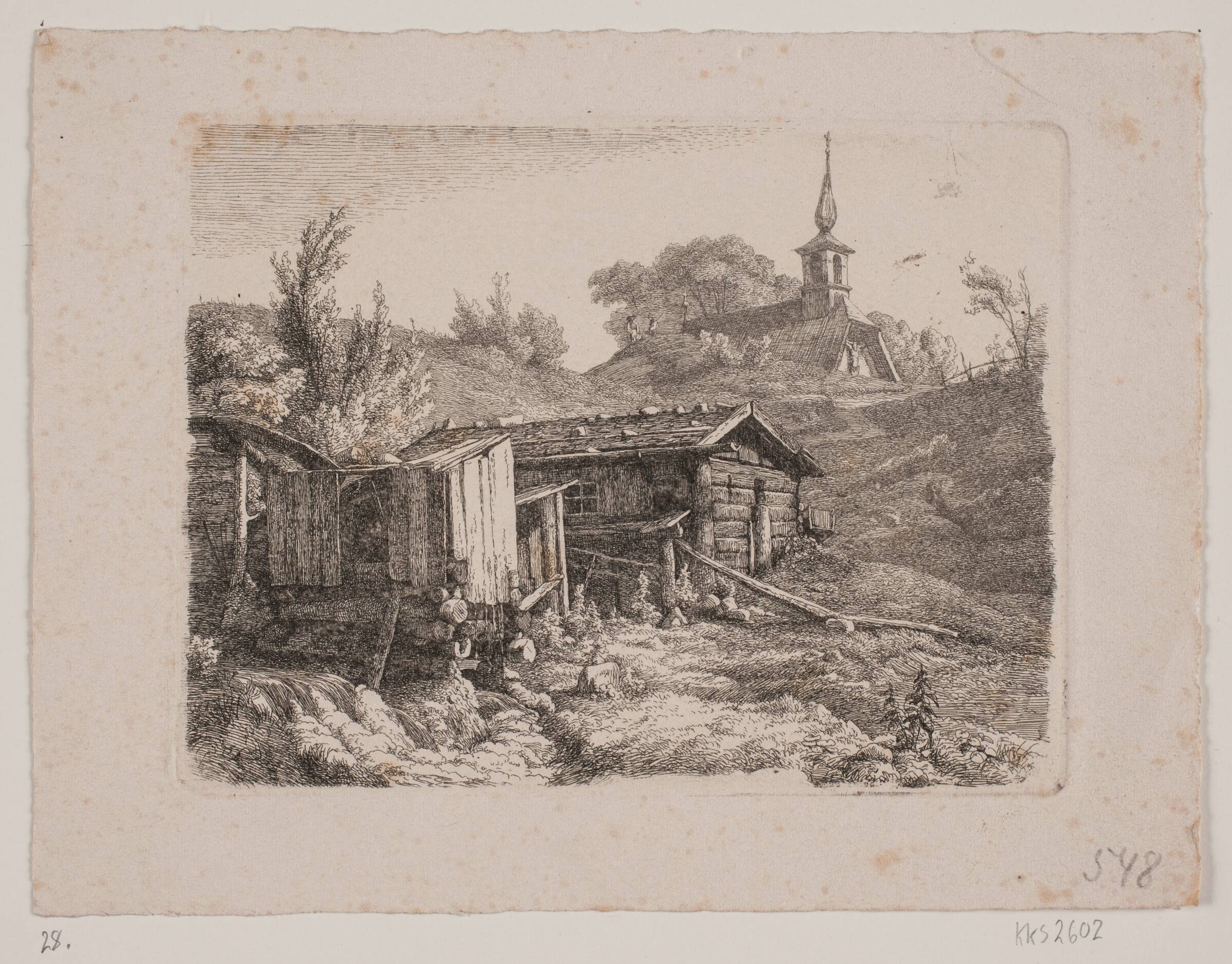 Landskab med en vandmølle, Louis Gurlitt, 1812-1897