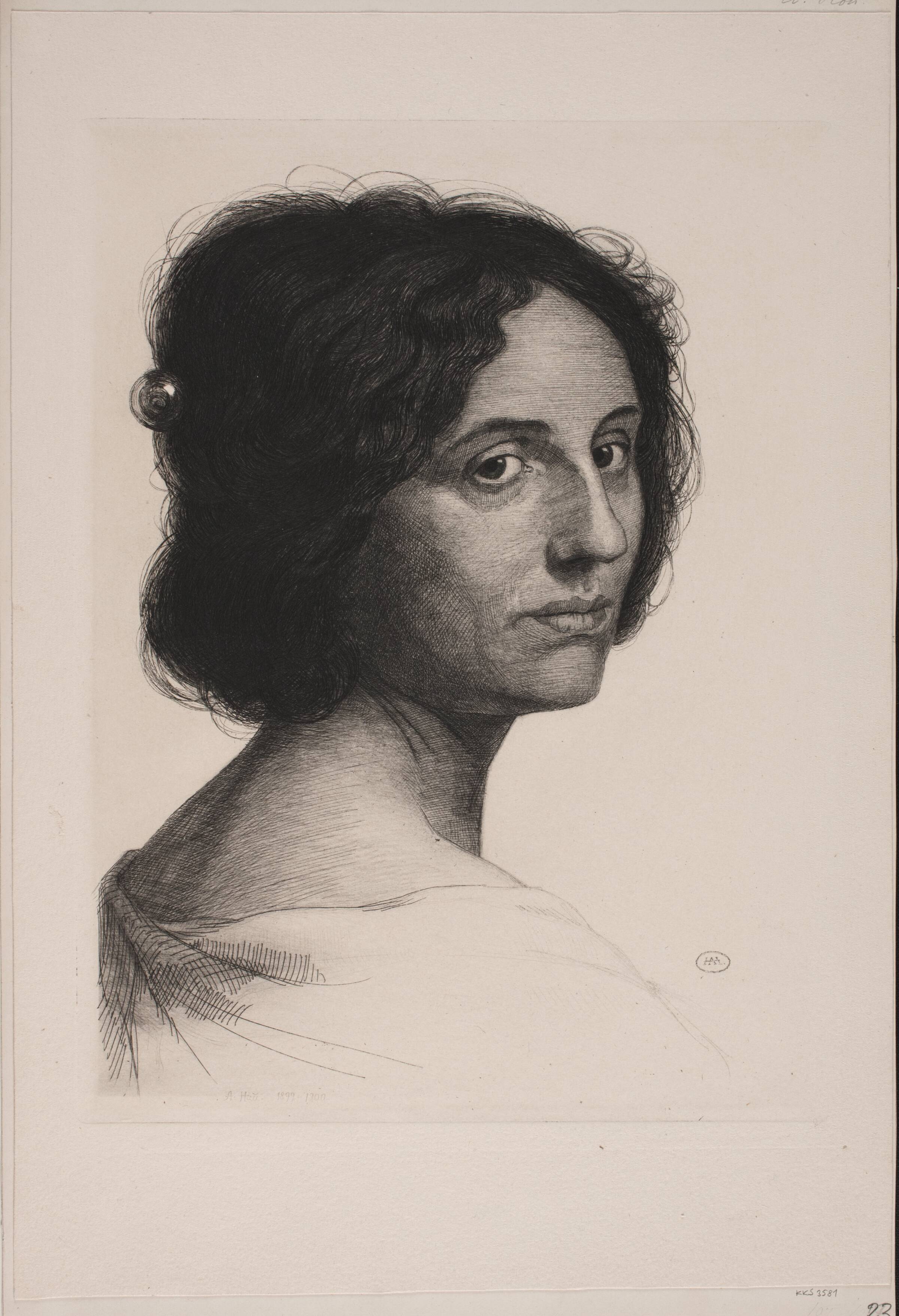 Kvindehoved. Italienerinde, Axel Hou, 1899-1900