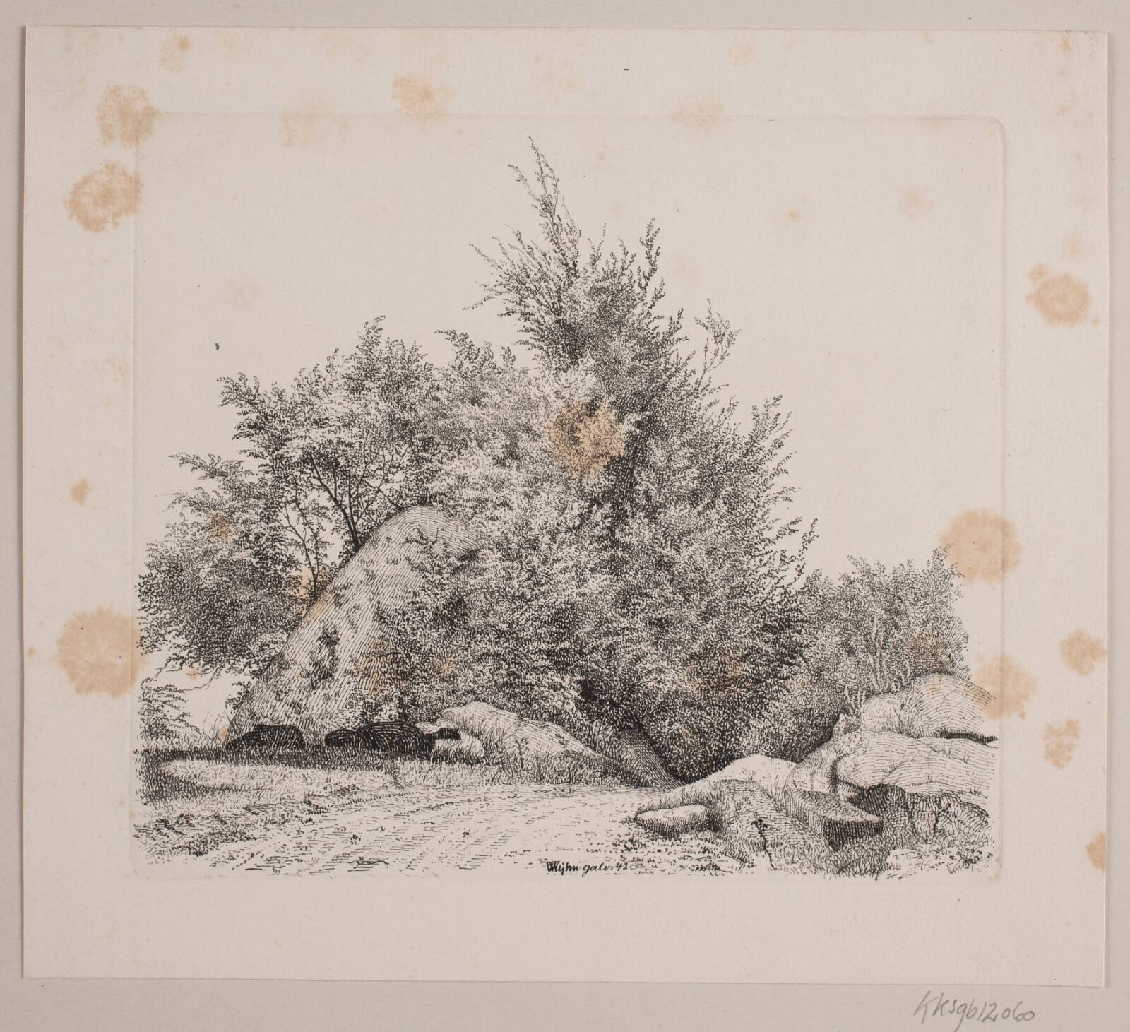 En stor rullesten, Vilhelm Kyhn, 1842
