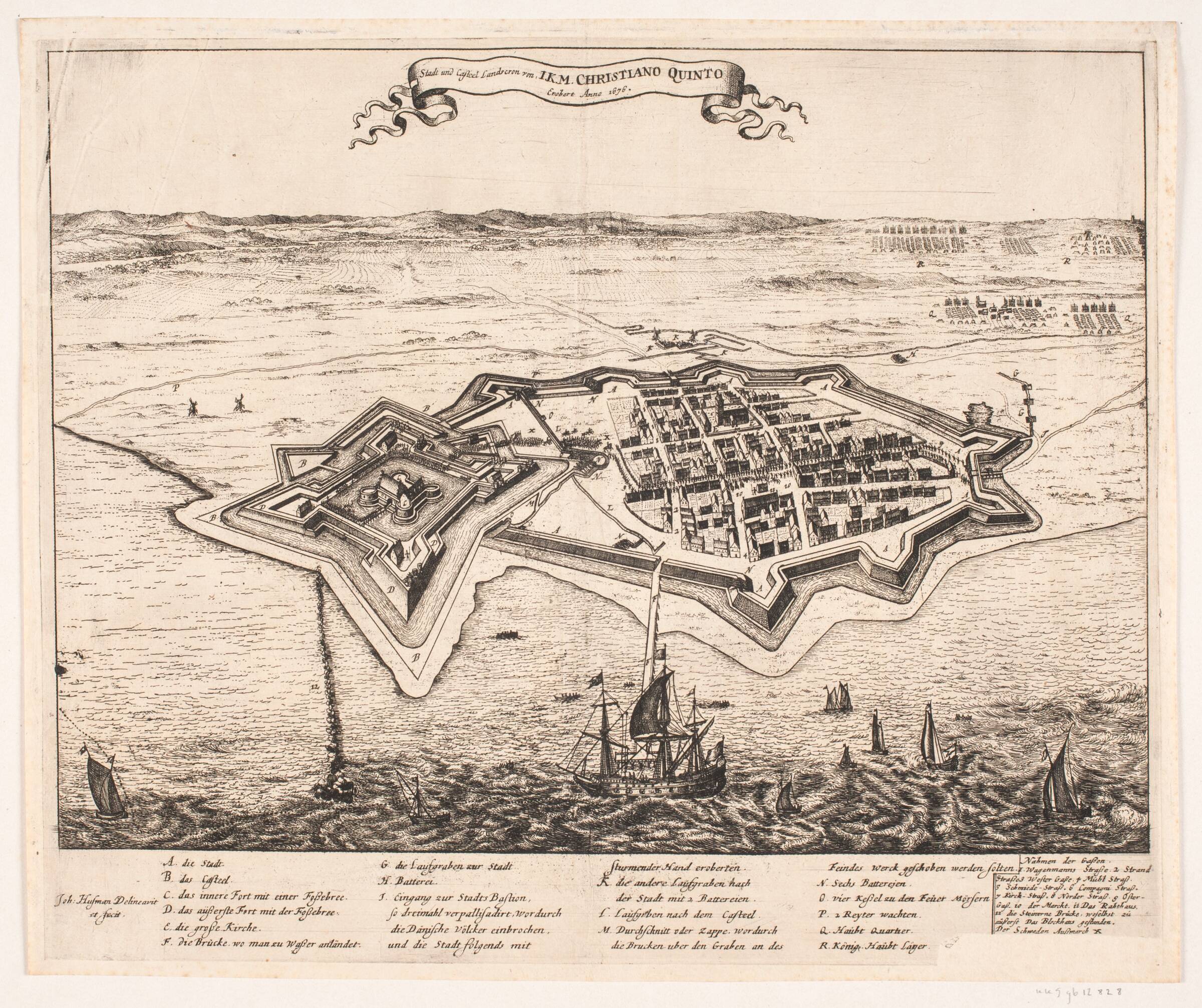 Stadt und Castel Landscron von I.K.M Christiano Quinto Erobert Anno 1676, Johann Husman, 1676-1699