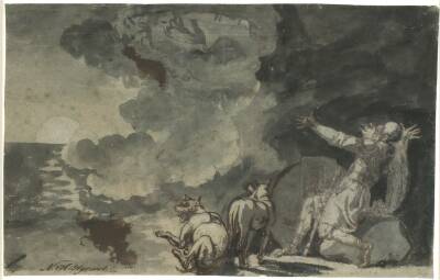 Fingal ser sine forfædres ånder ved månens skin. Scene af Ossian