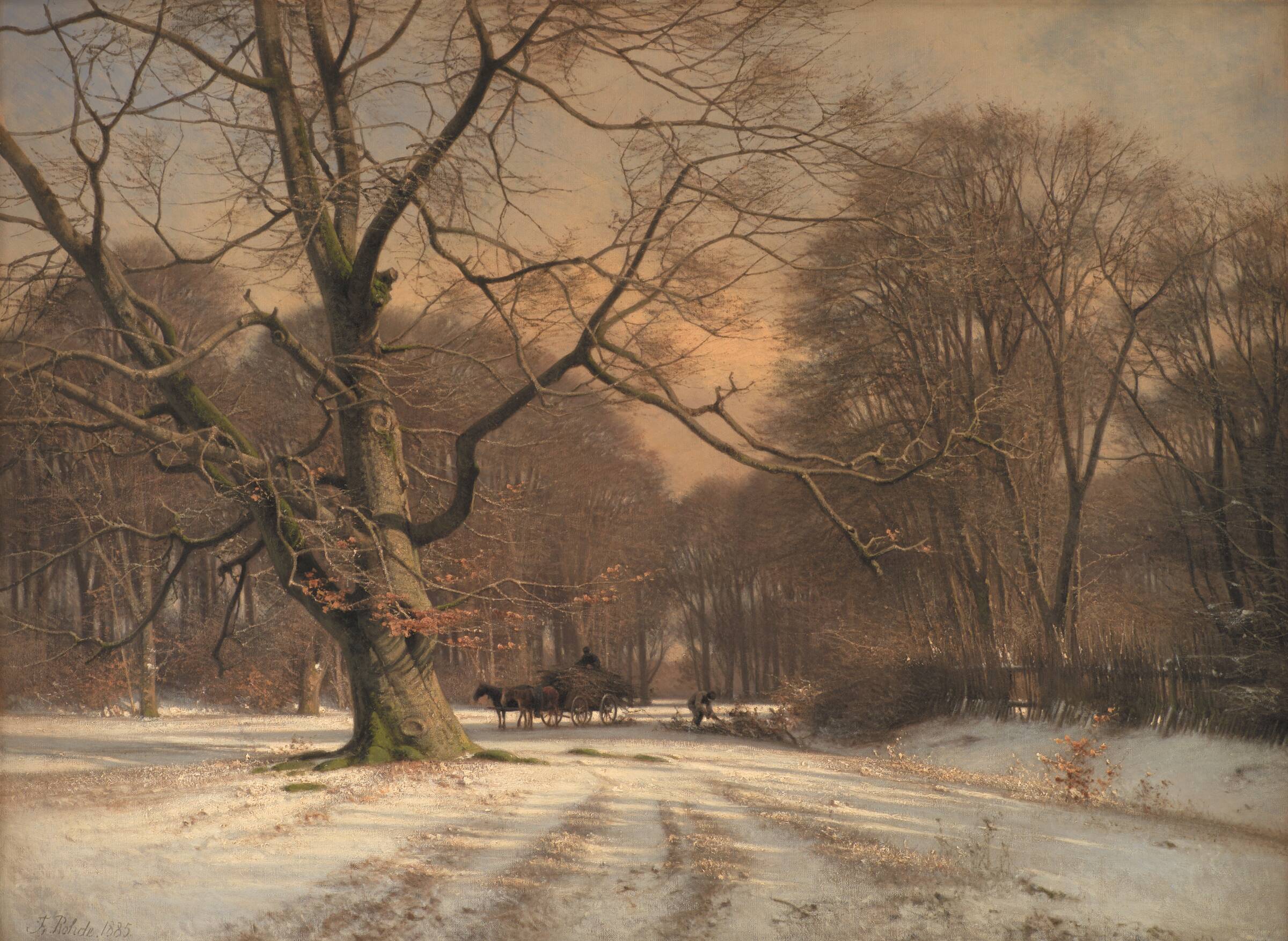 Vinterlandskab. Motiv fra Jægersborg Dyrehave, Frederik Rohde, 1885