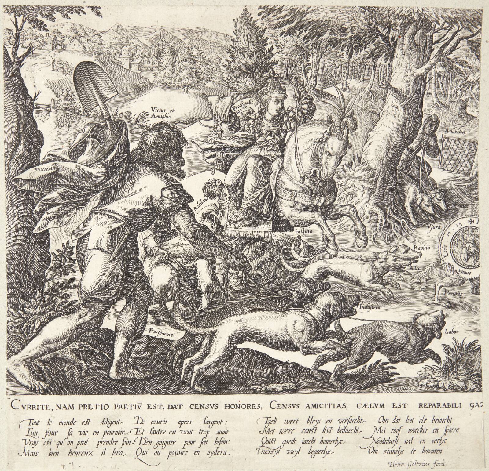 Jagten efter penge, Hendrick Goltzius, 1576-1579