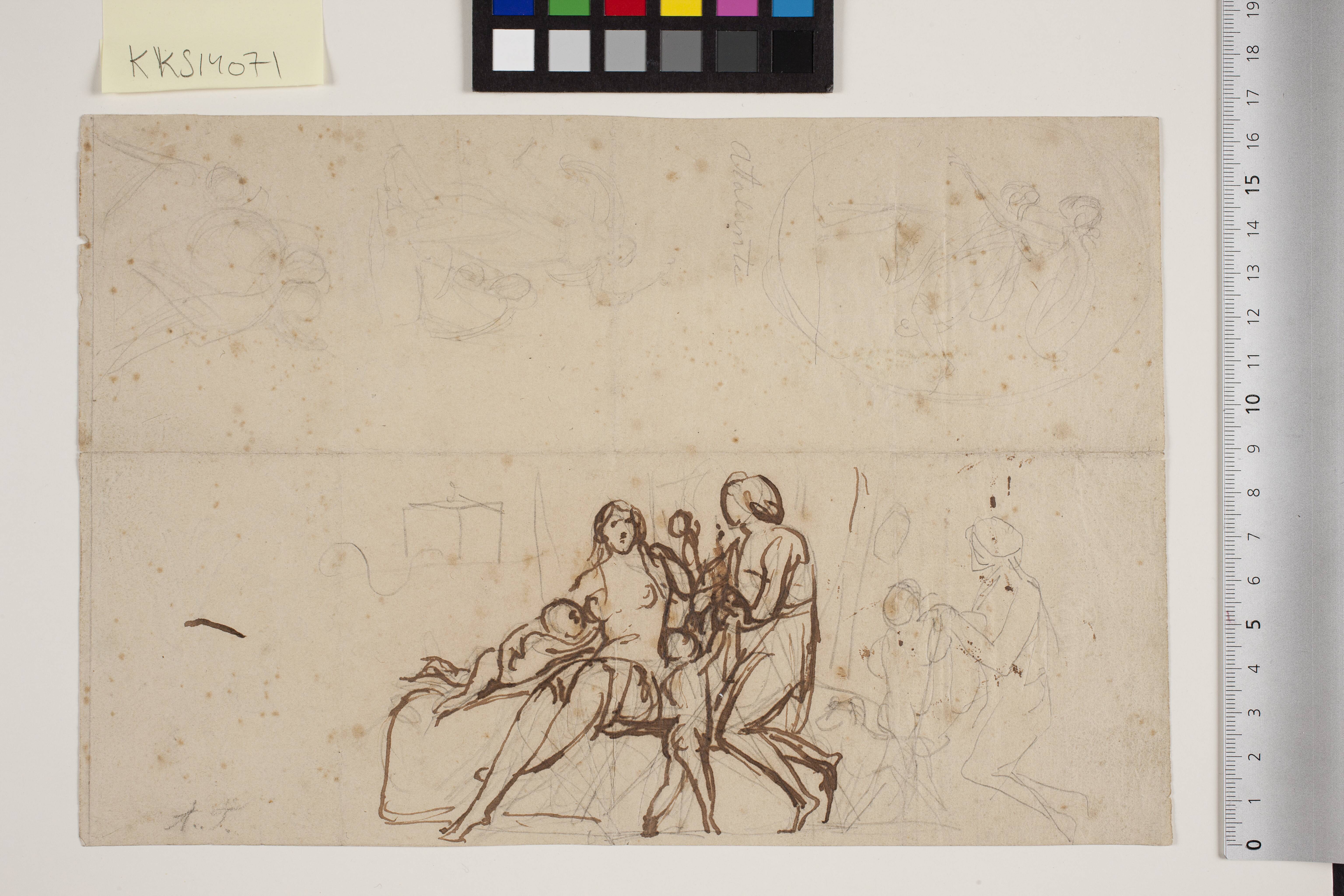 Forskellige udkast sml. relief " Adam og Eva" 1838 og "Atalante" relief: Villa Torlonia 1837.