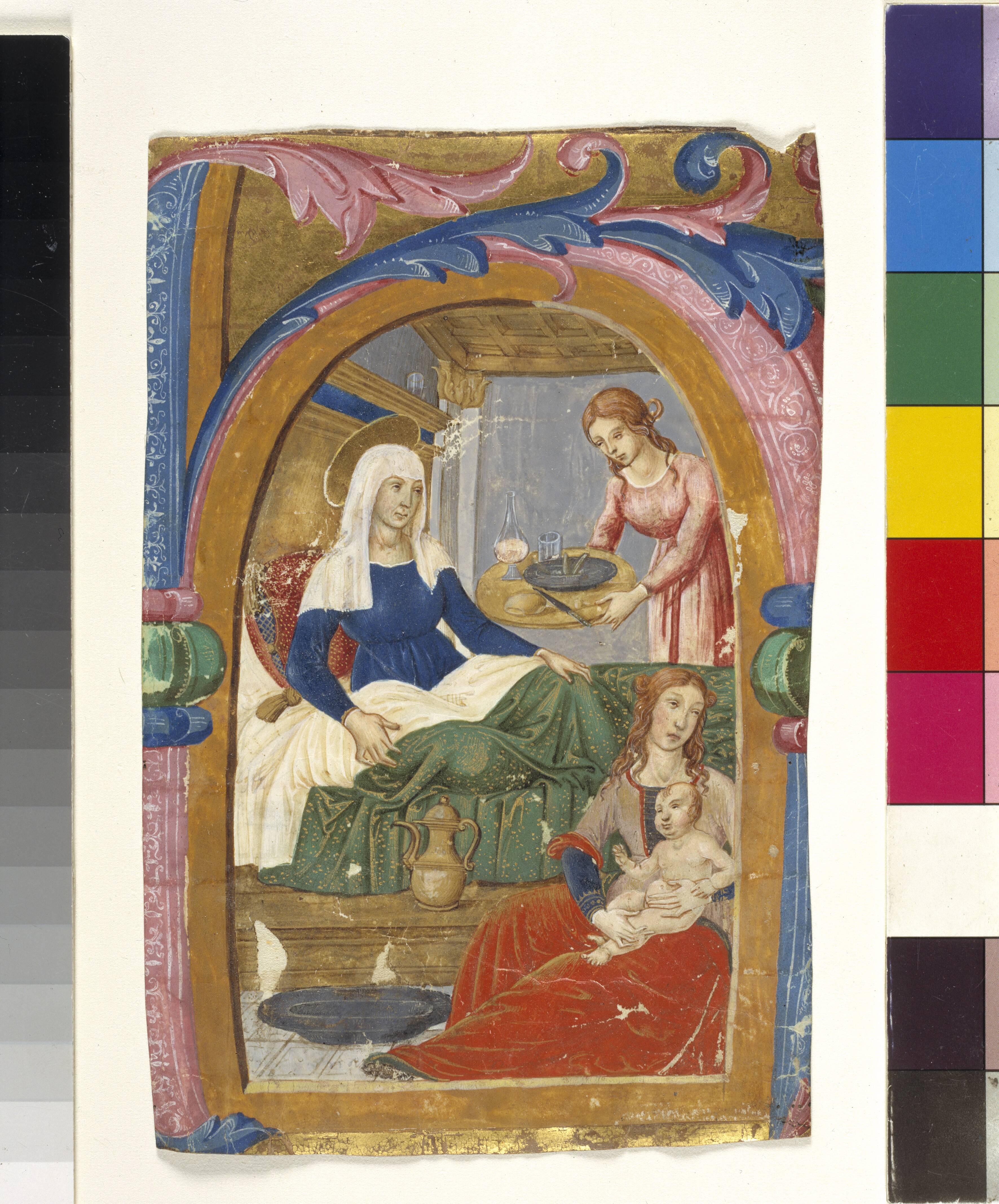 The birth of the Virgin in an initial H