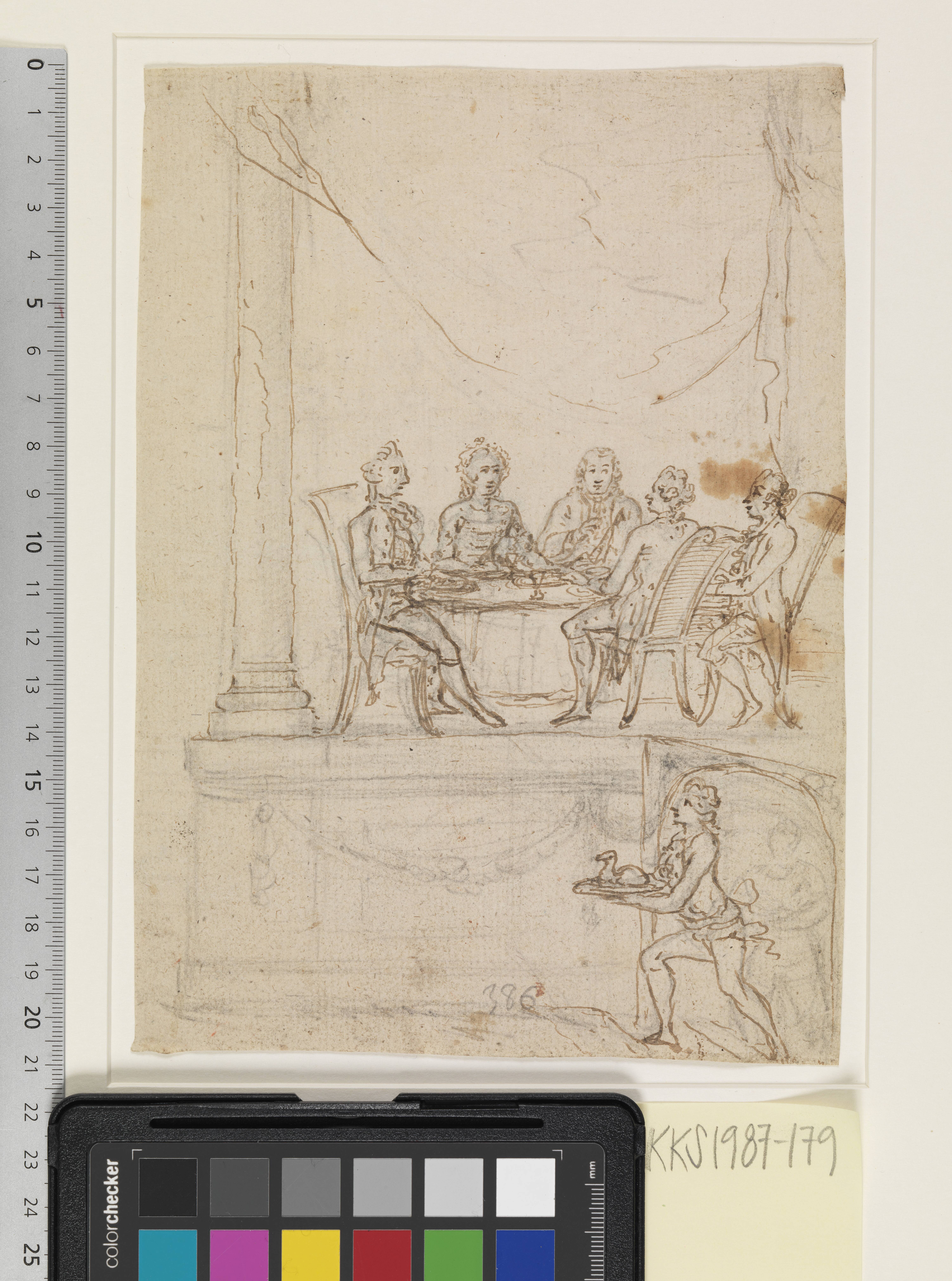 Kongefamilien ved et taffel på Hirschholm Slot 29. september 1771