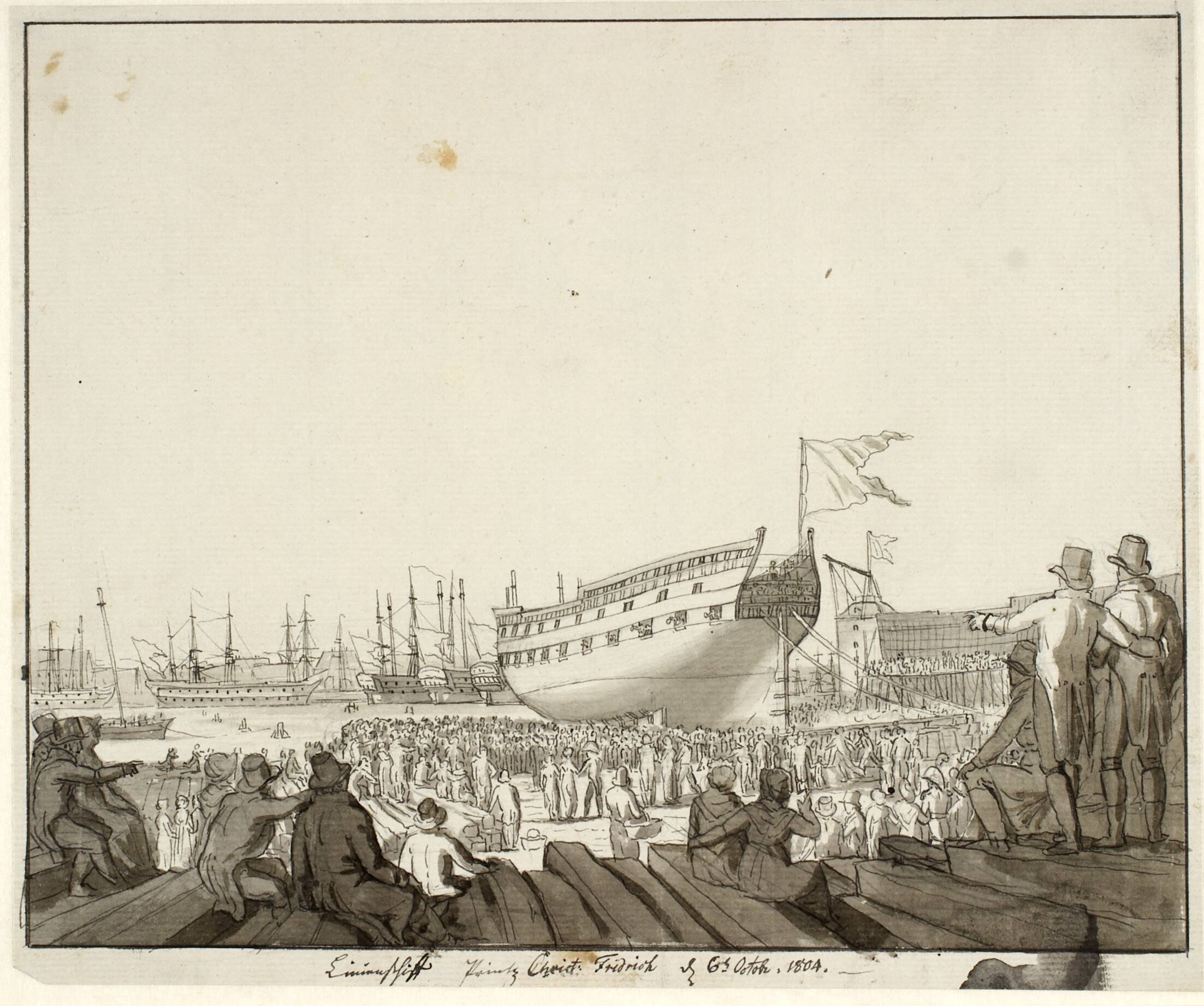 Linieskibet Prins Christian Frederik løber af stabelen