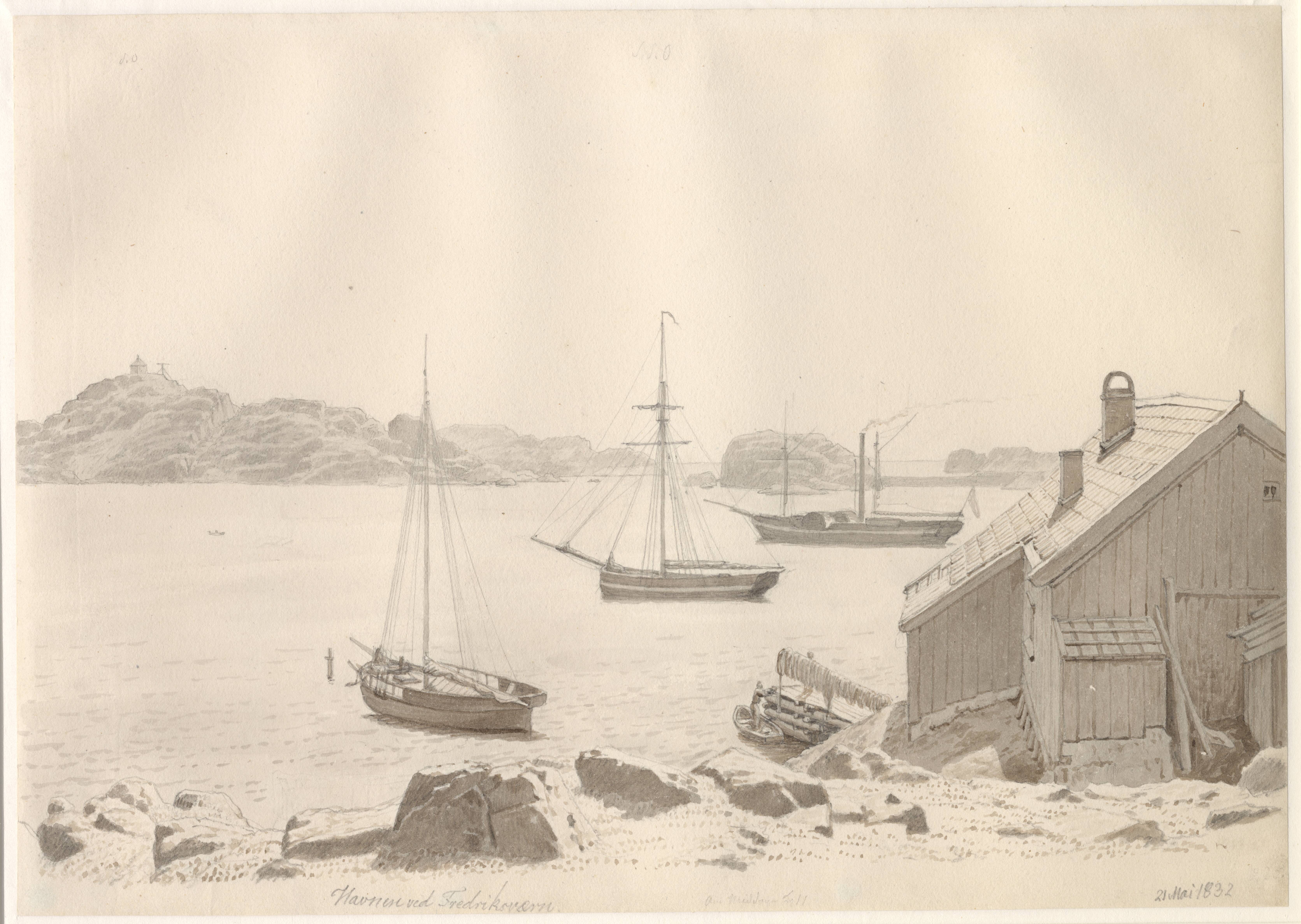Frederiksværn havn ved Larviksfjorden, Norge.