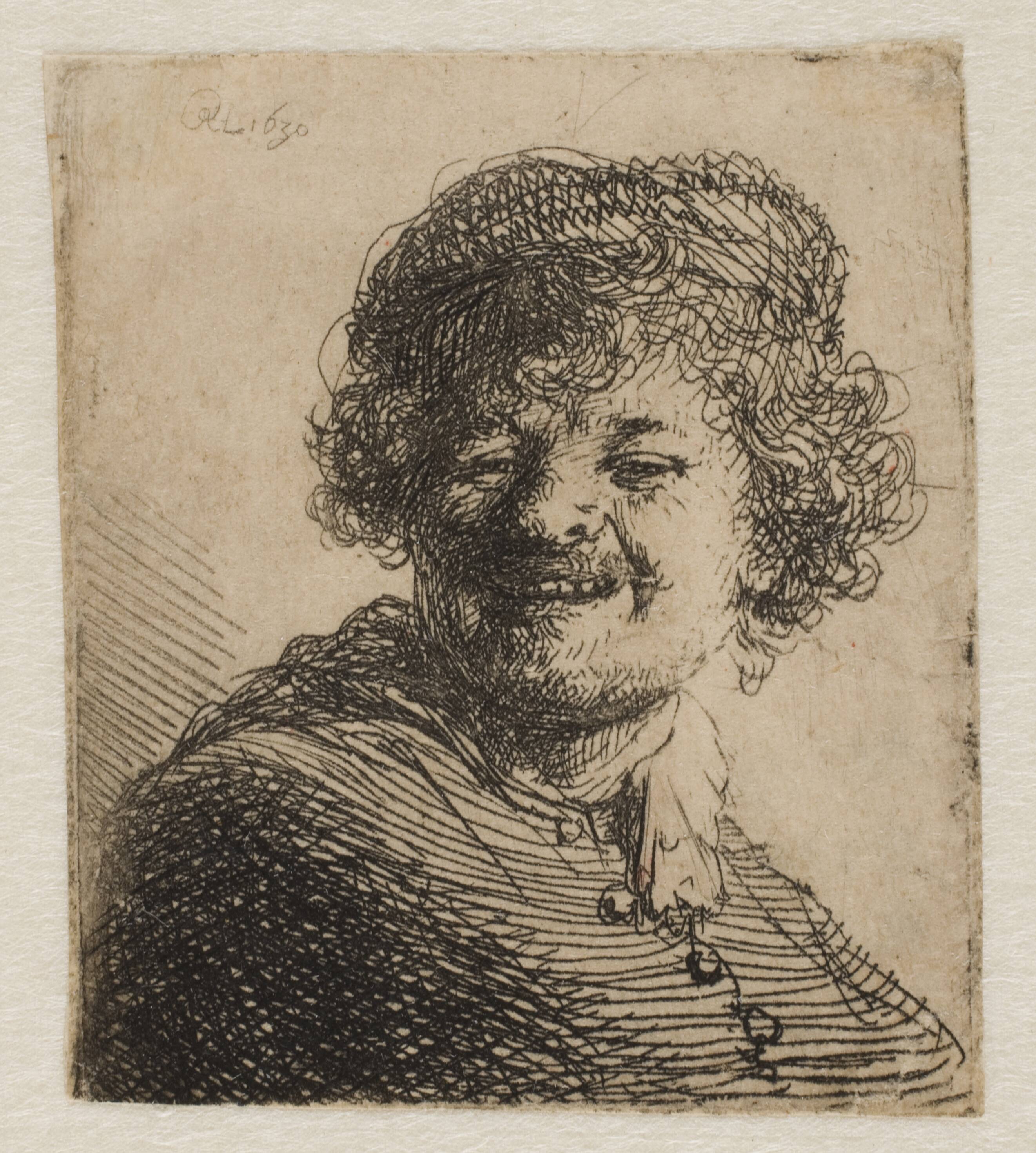 Rembrandt in a Cap, Laughing: Bust