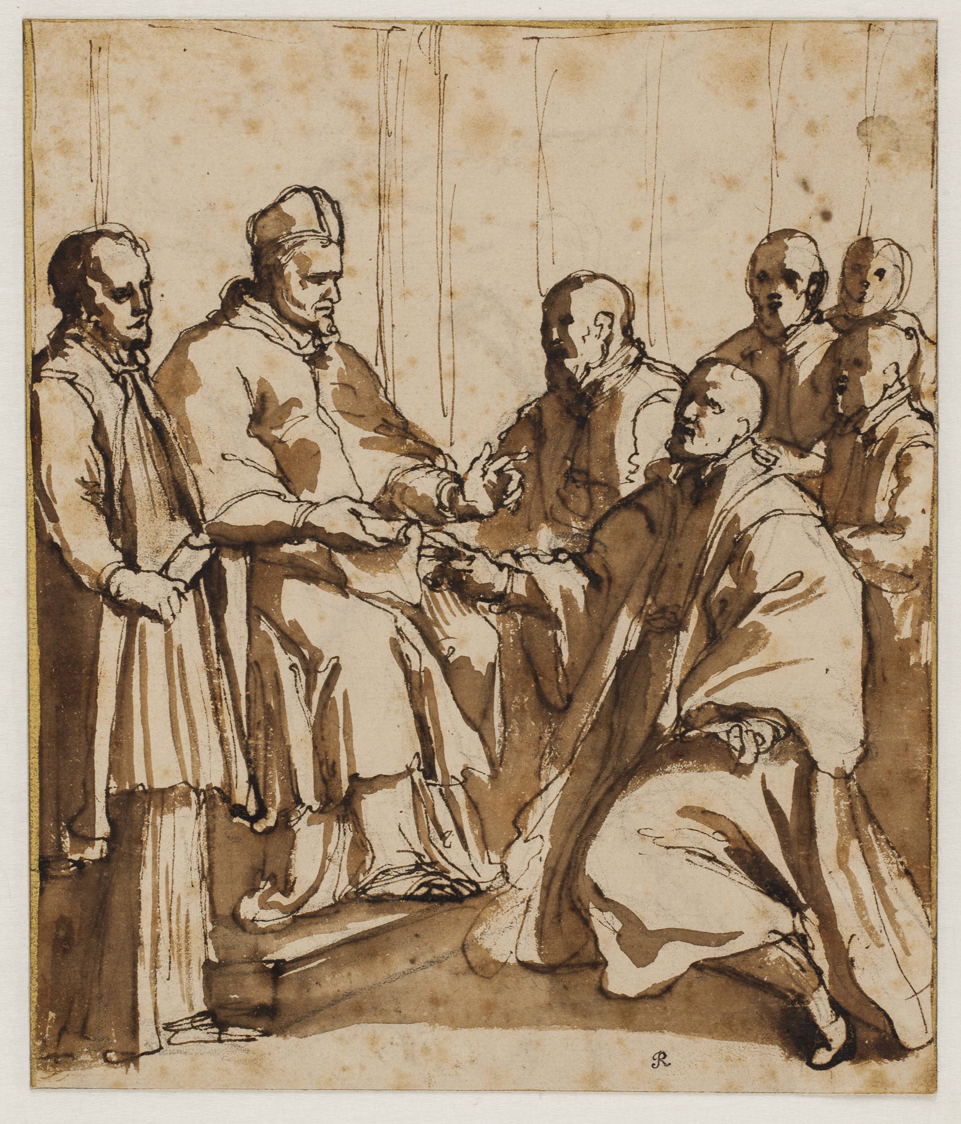 Pope Paul V issuing the bull "Universi agri domini" of 1612