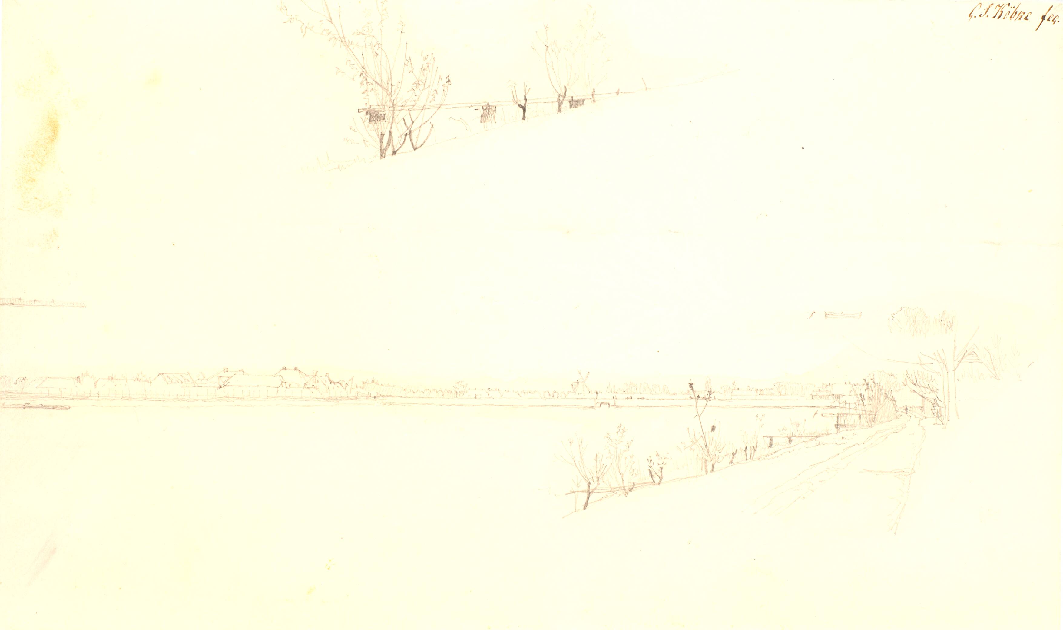 Studie til maleriet Efterårsmorgen ved Sortedamssøen, 1838