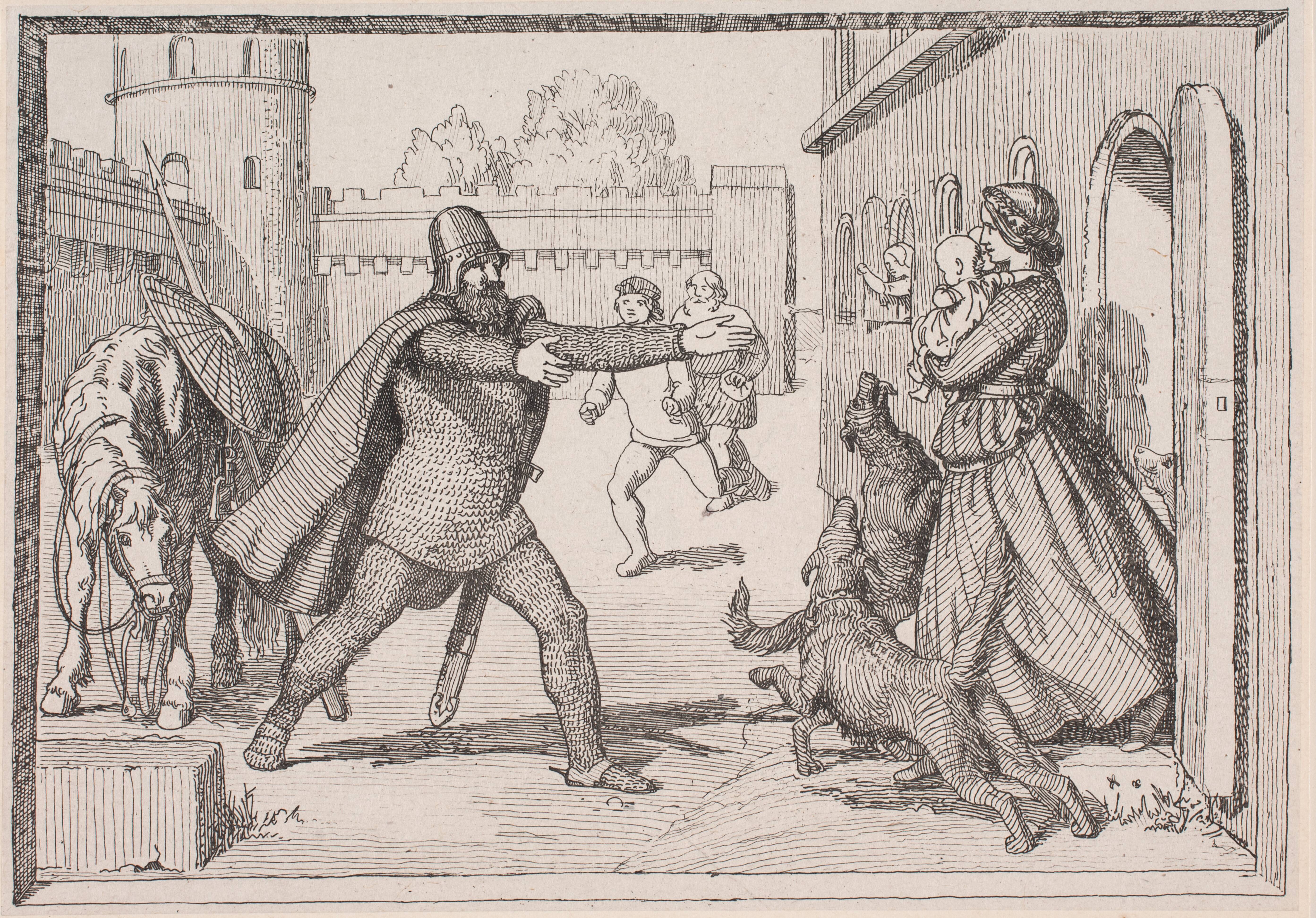Illustration til Adam Oehlenschlägers digt "De to kirketårne"