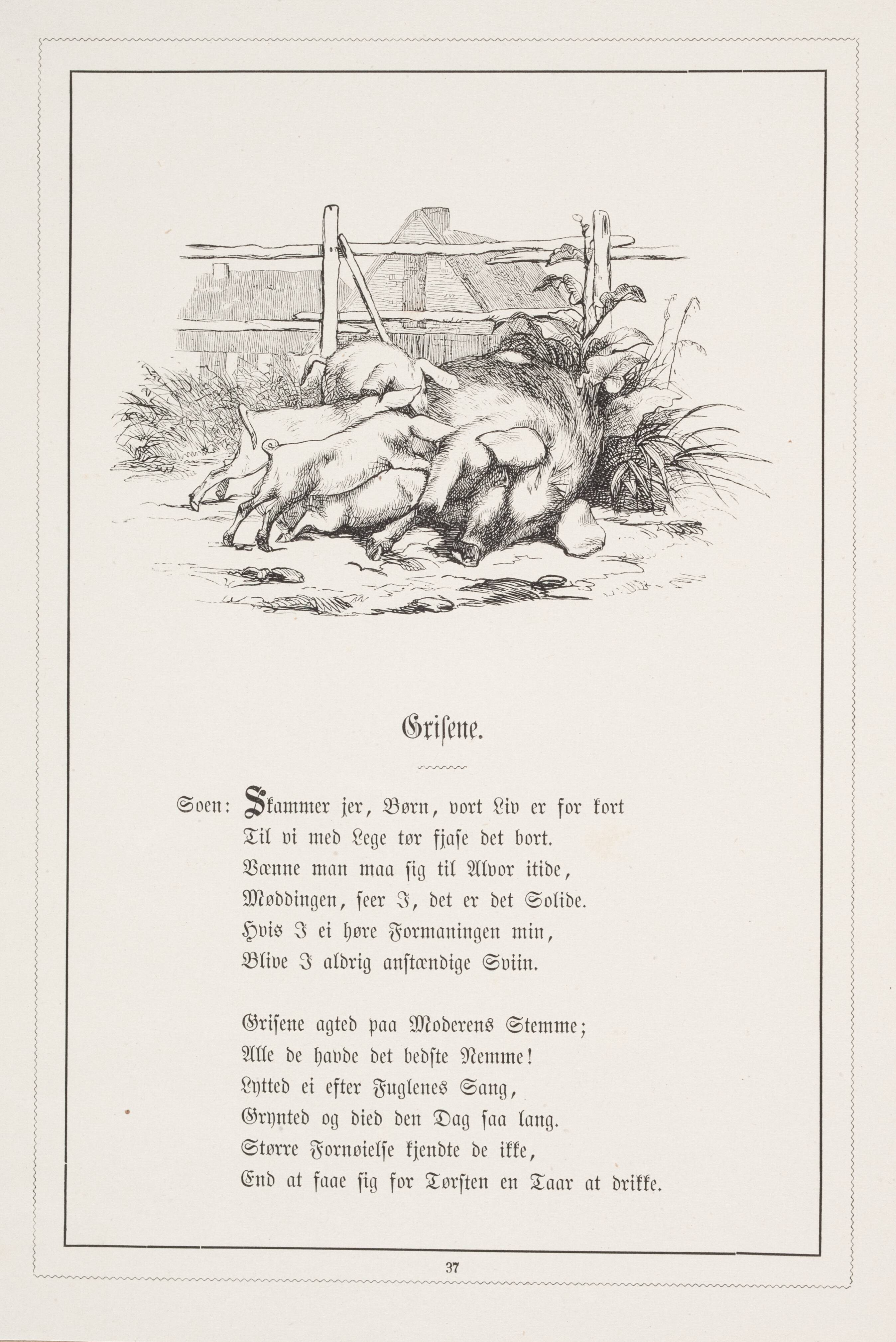 Grisene. Illustration til H.V. Kaalund, "Fabler for Børn"