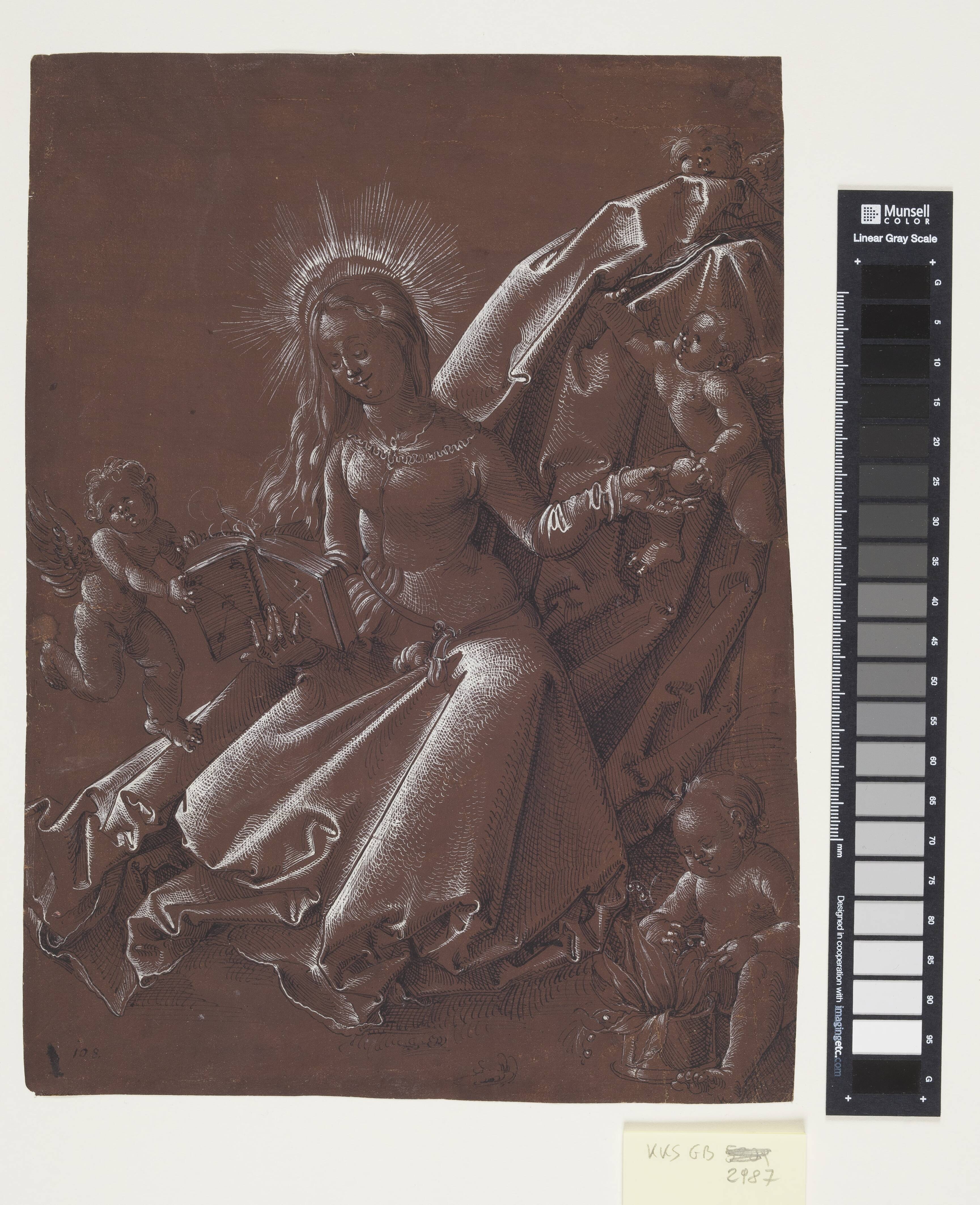 The Virgin reading, surrounded by angels and the infant Christ