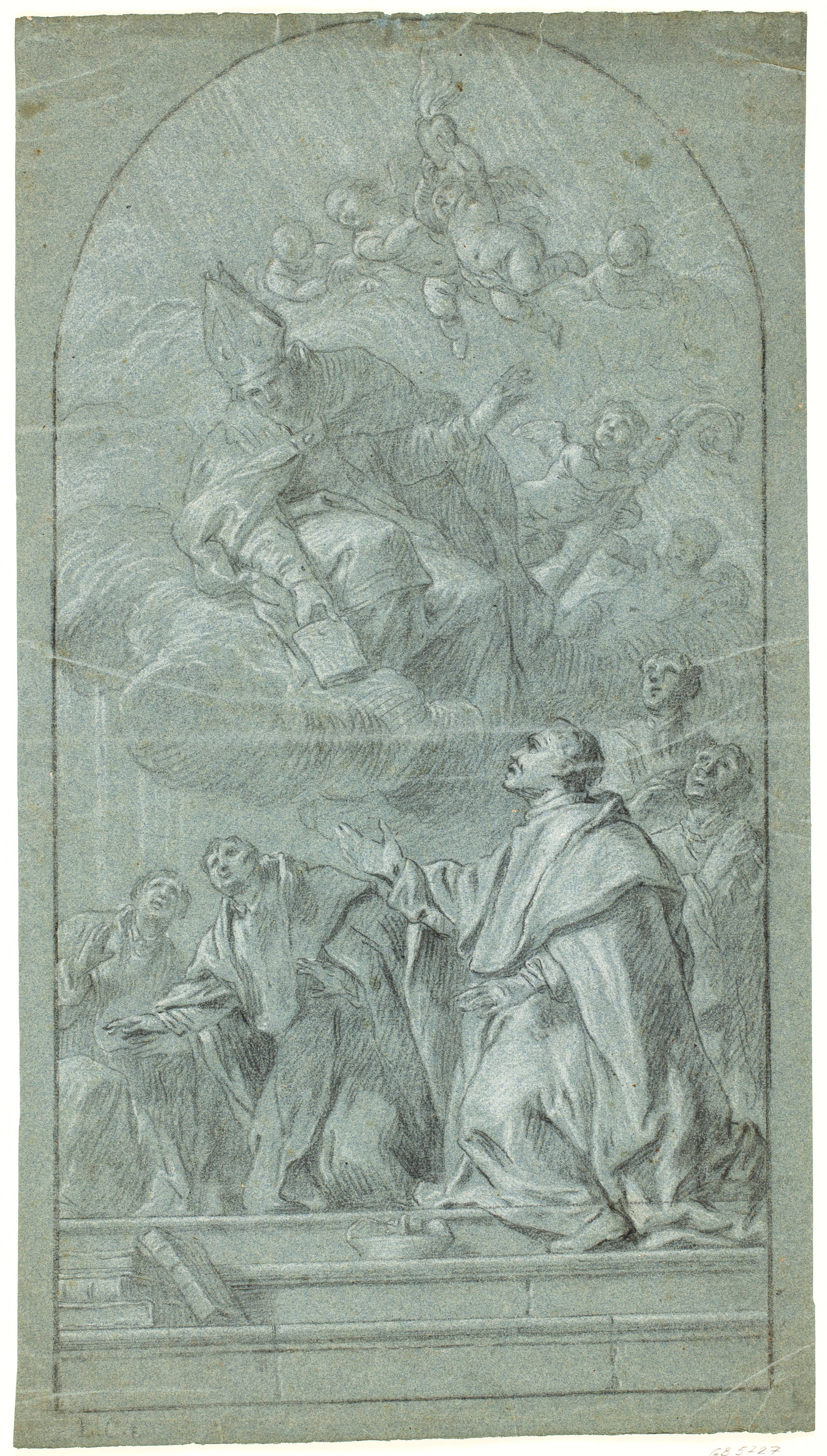Augustinian monks receiving the rule of their order from St Augustine