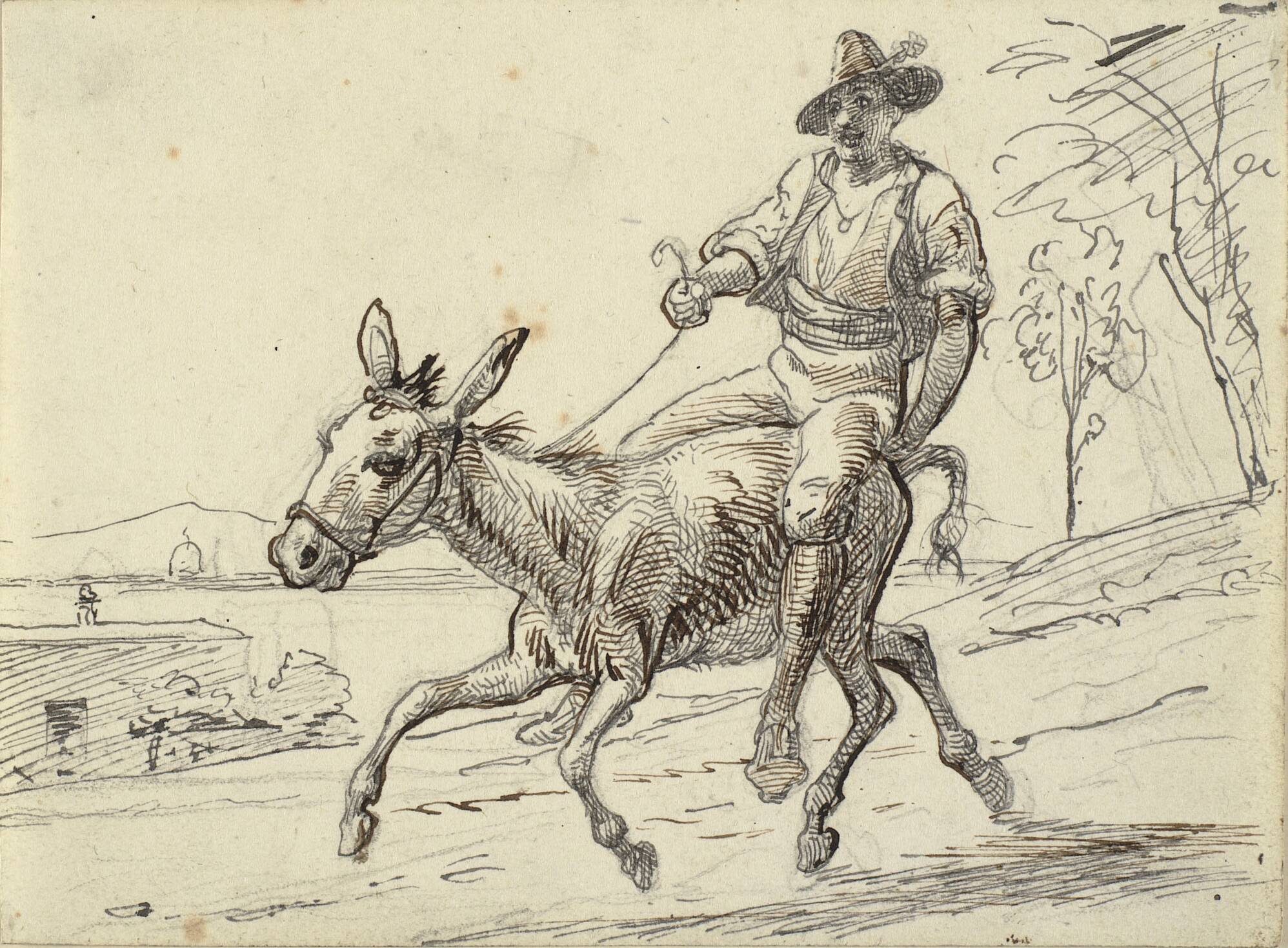 Ung fyr rider på et æsel
