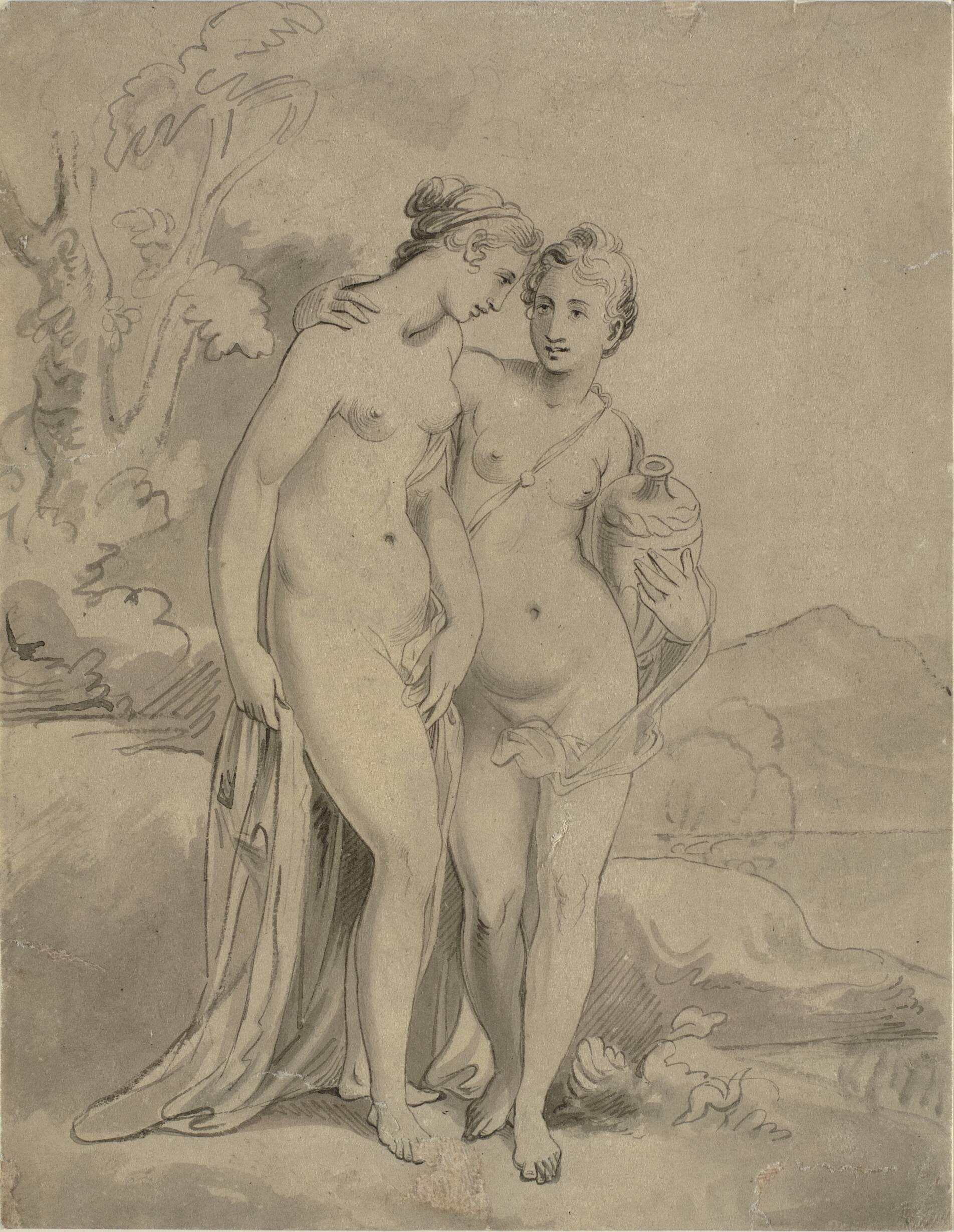 Two nymphs in a landscape