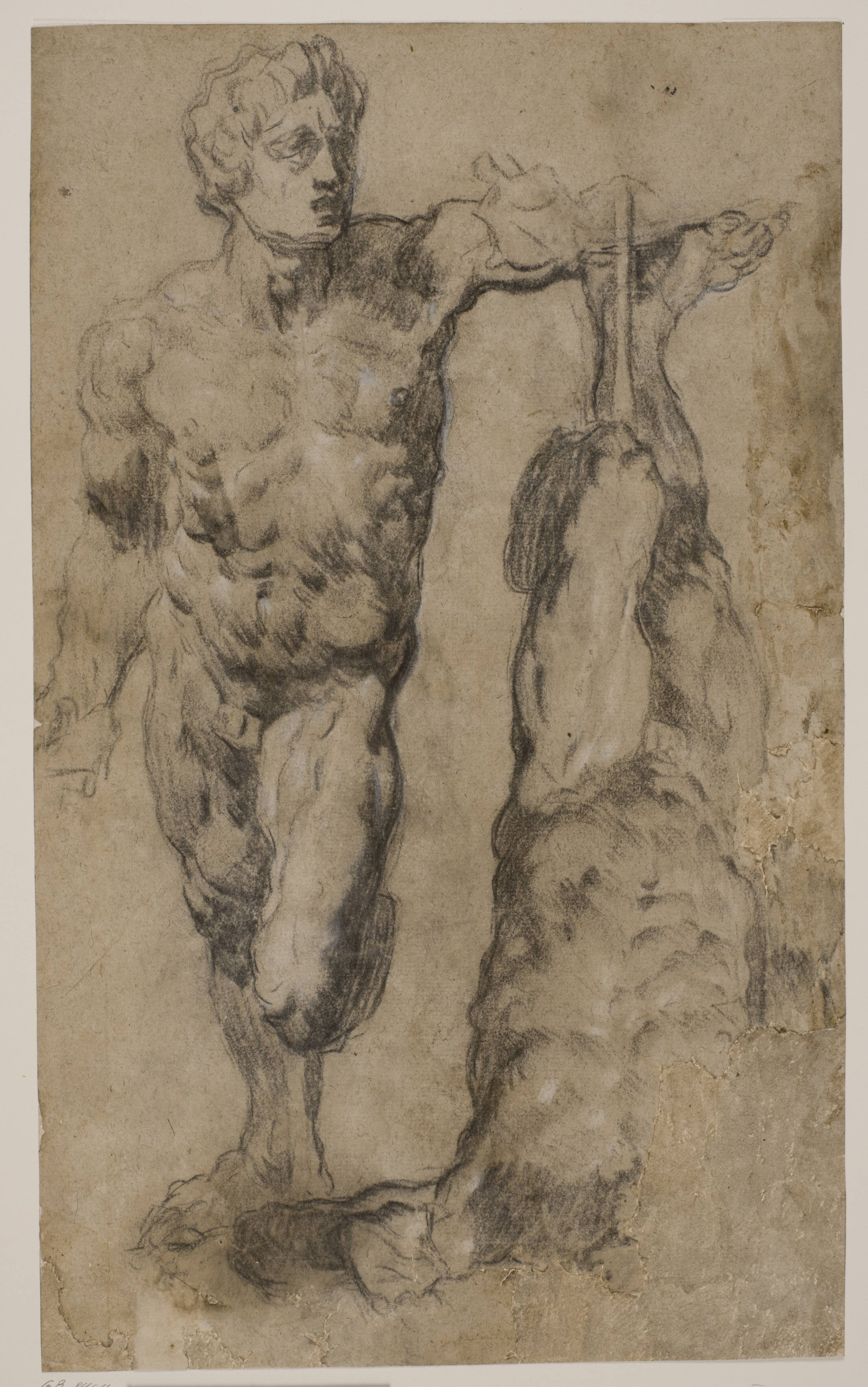 Two studies of a sculpture of a male figure