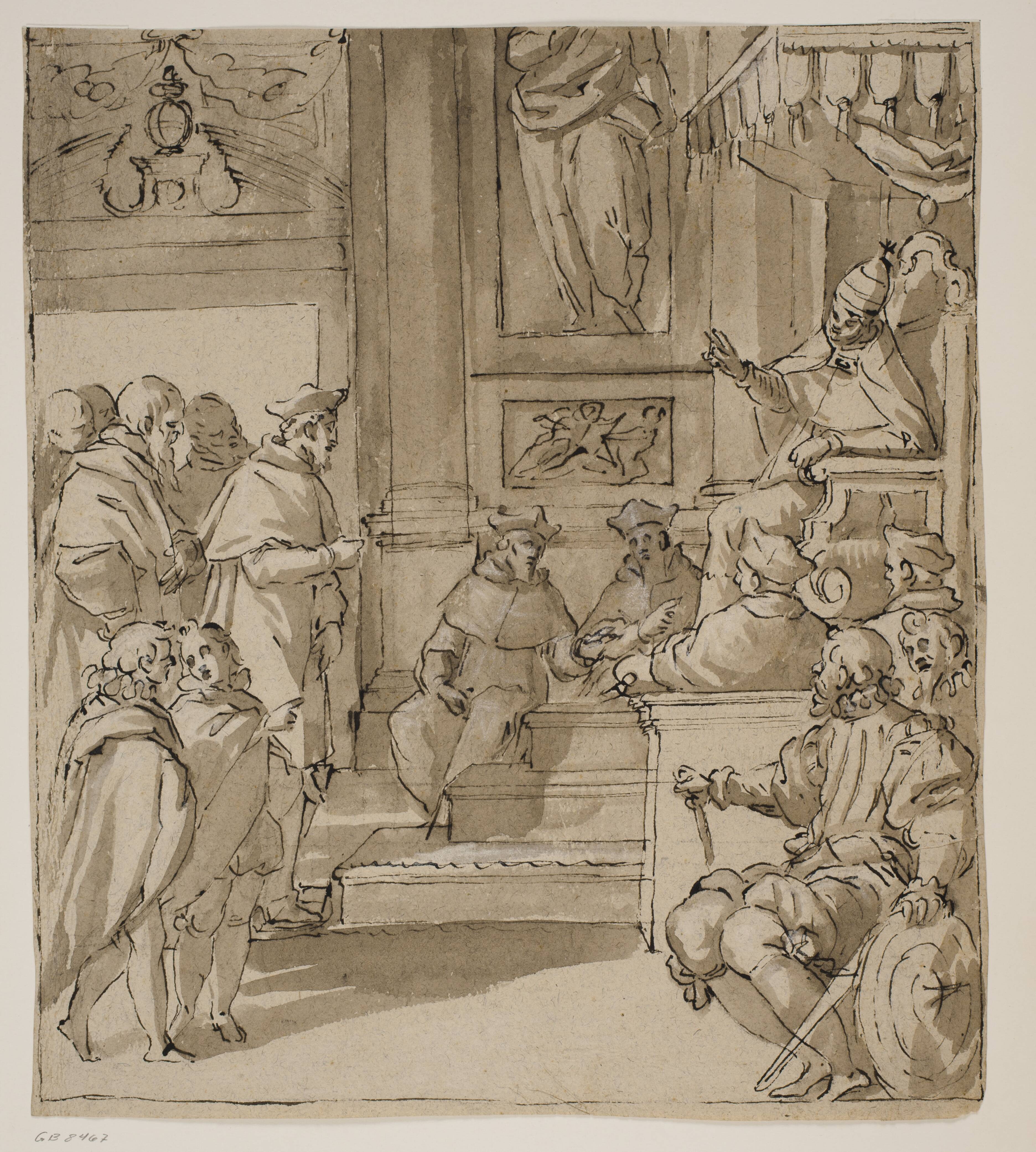 A cardinal of the Barbarigo family received in audience by the pope. Study for a fresco in Villa Barbarigo, Noventa Vicentina