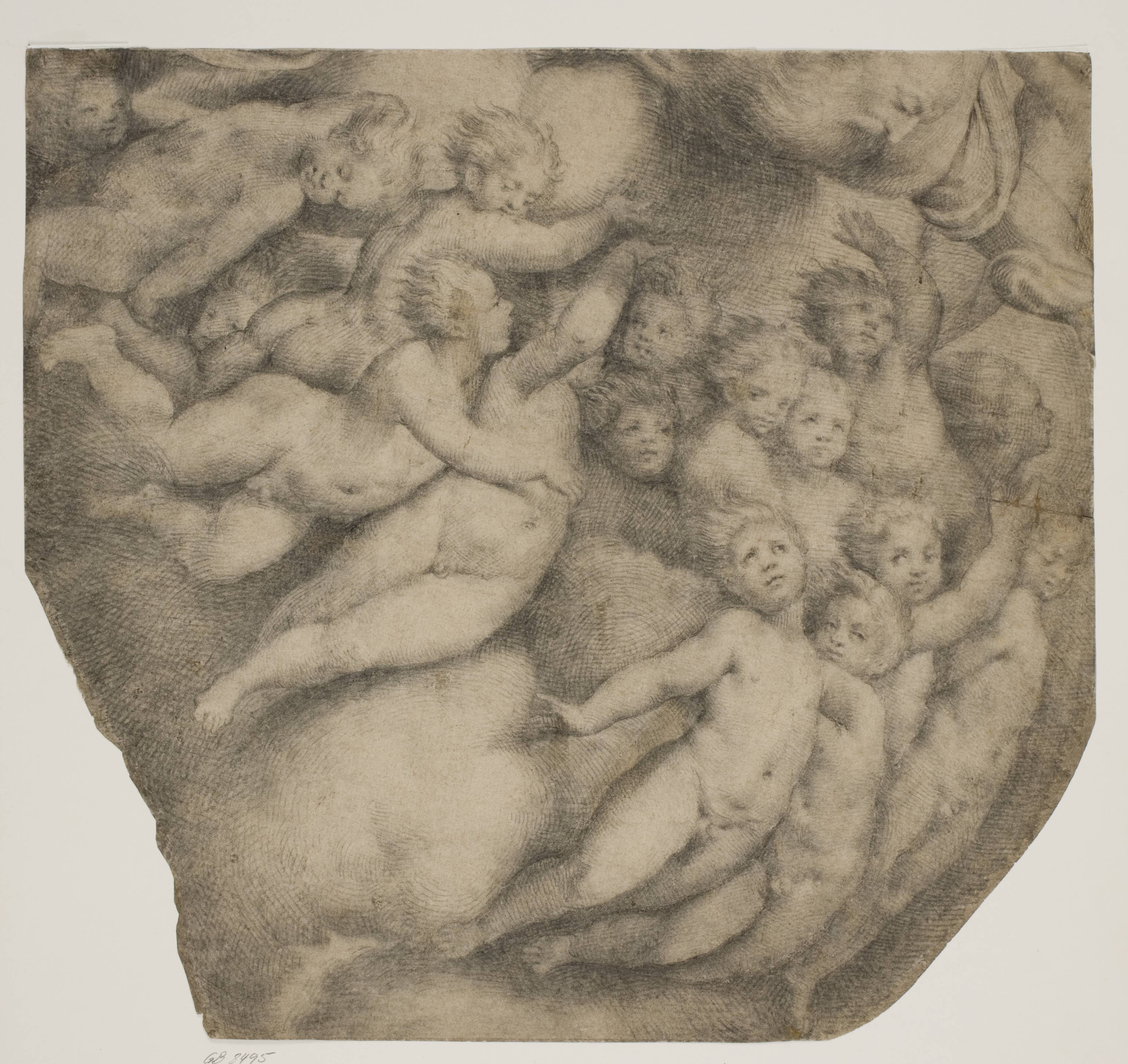 God the Father borne by angels in clouds, after the cupola at Cortemaggiore