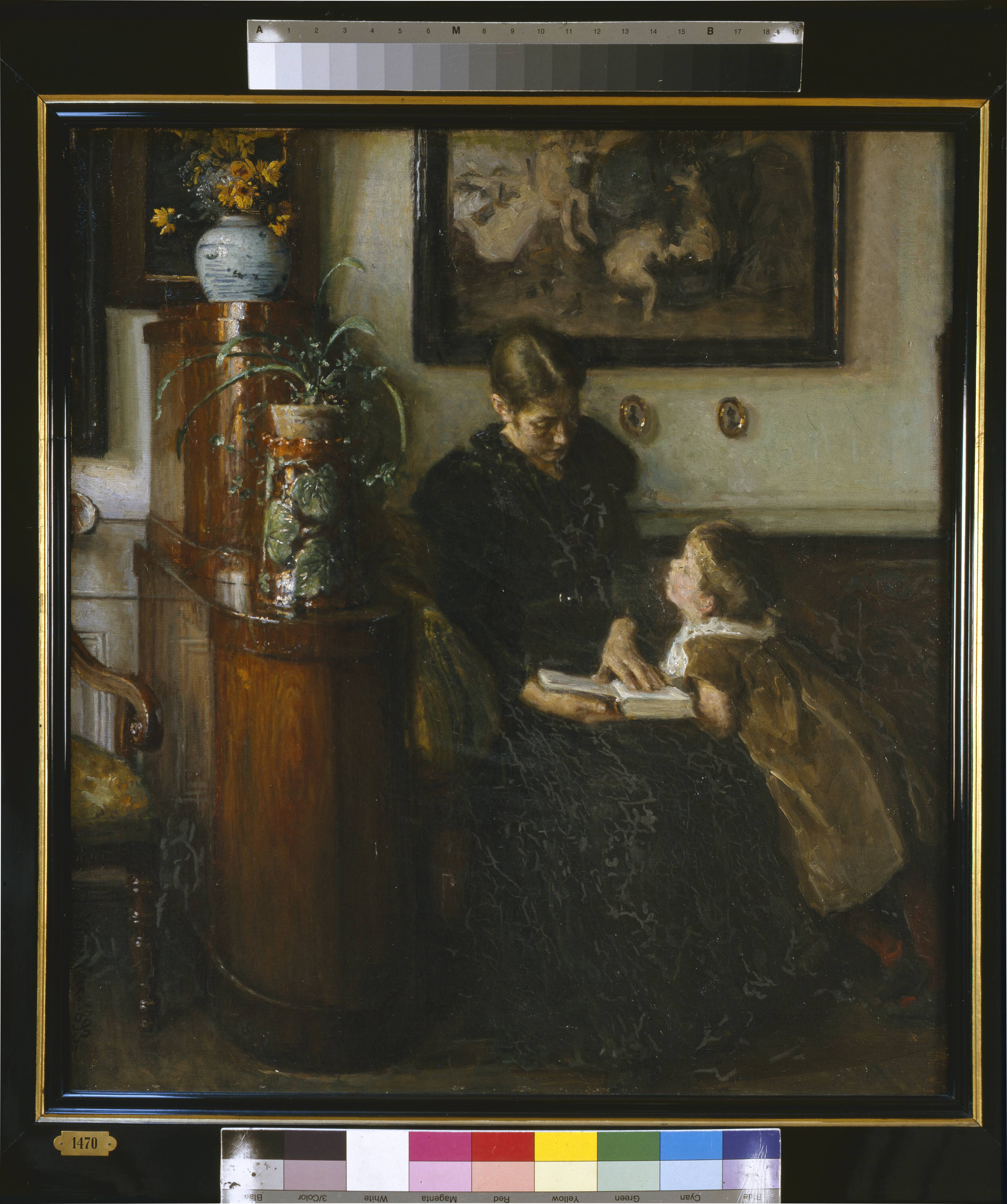 Moder skal læse. Kunstnerens hustru og barn