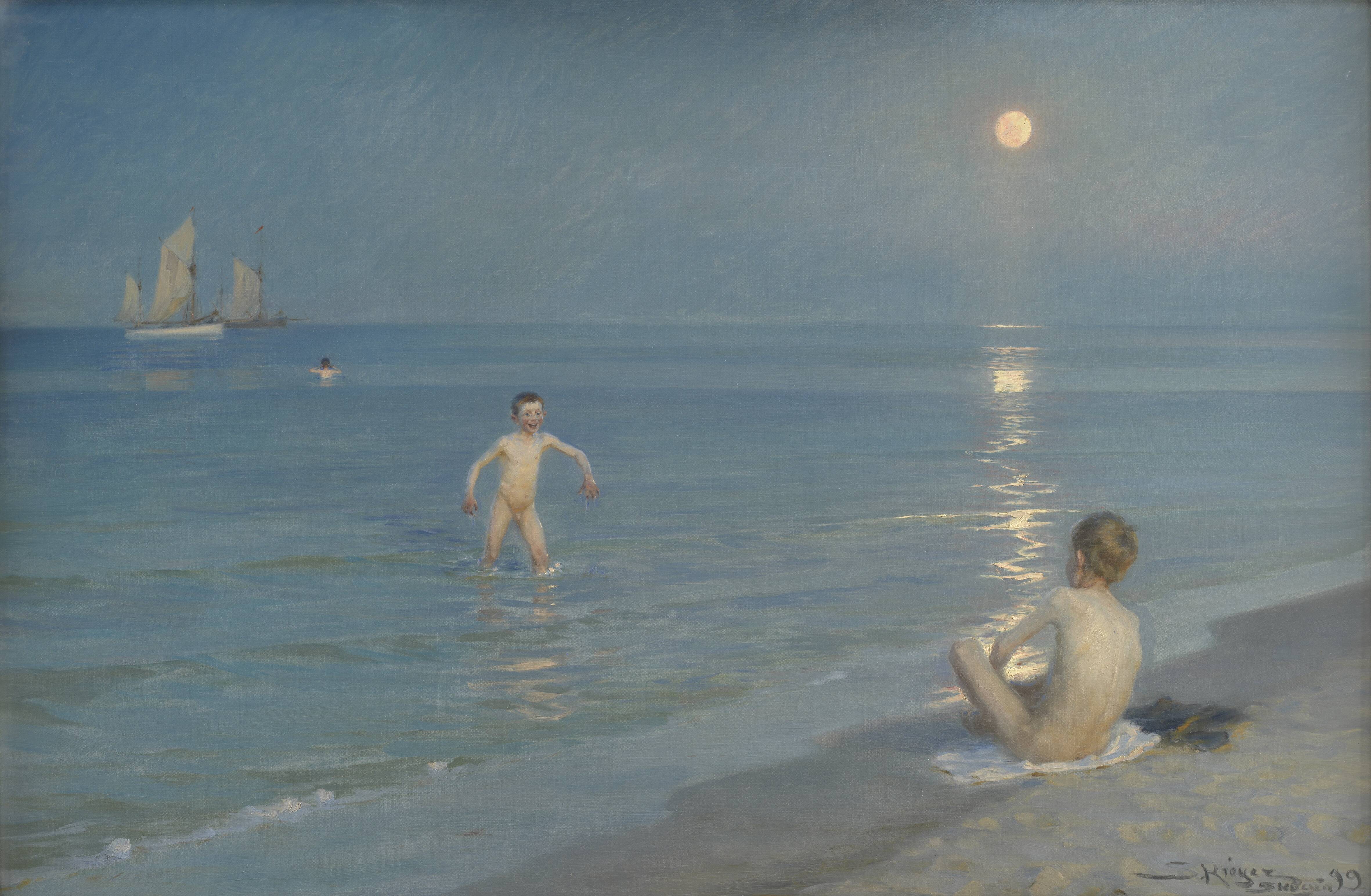 Boys Bathing at Skagen. Summer Evening