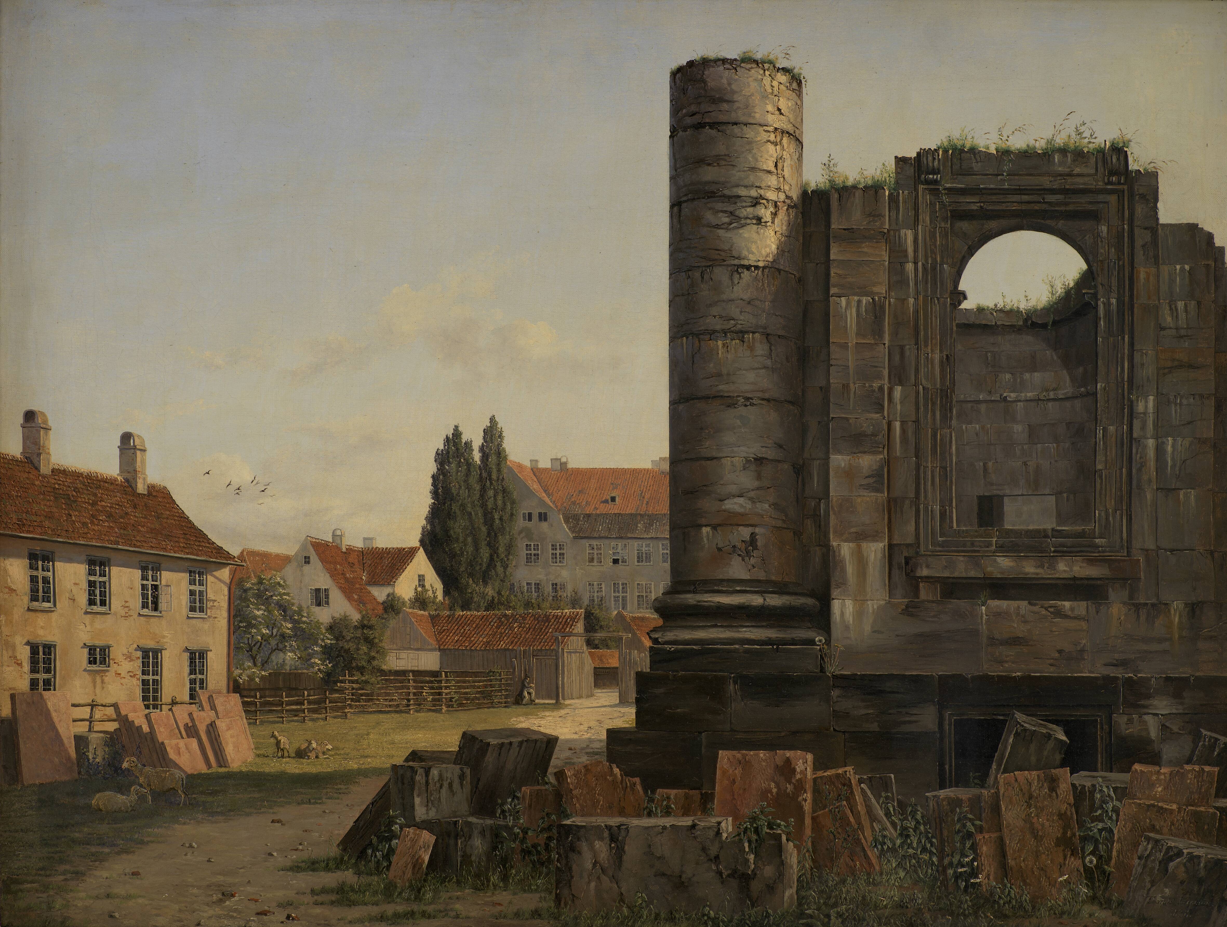 View of Marmorpladsen withe Ruins of the Uncompleted Frederik's Church in Copenhagen