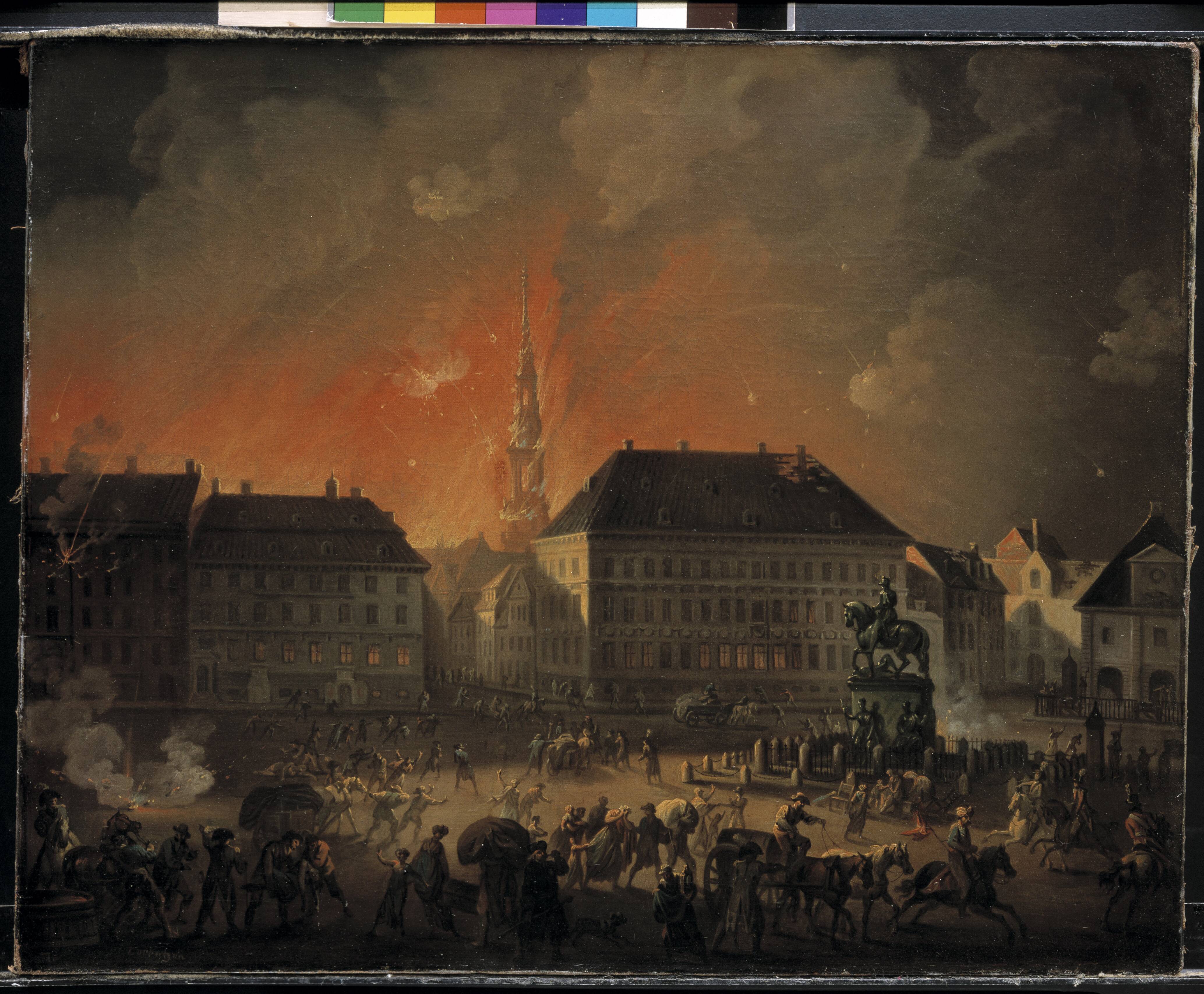 The Most Terrible Night. View of Kongens Nytorv in Copenhagen During the English Bombardement of Copenhagen at Night between 4 and 5 September 1807
