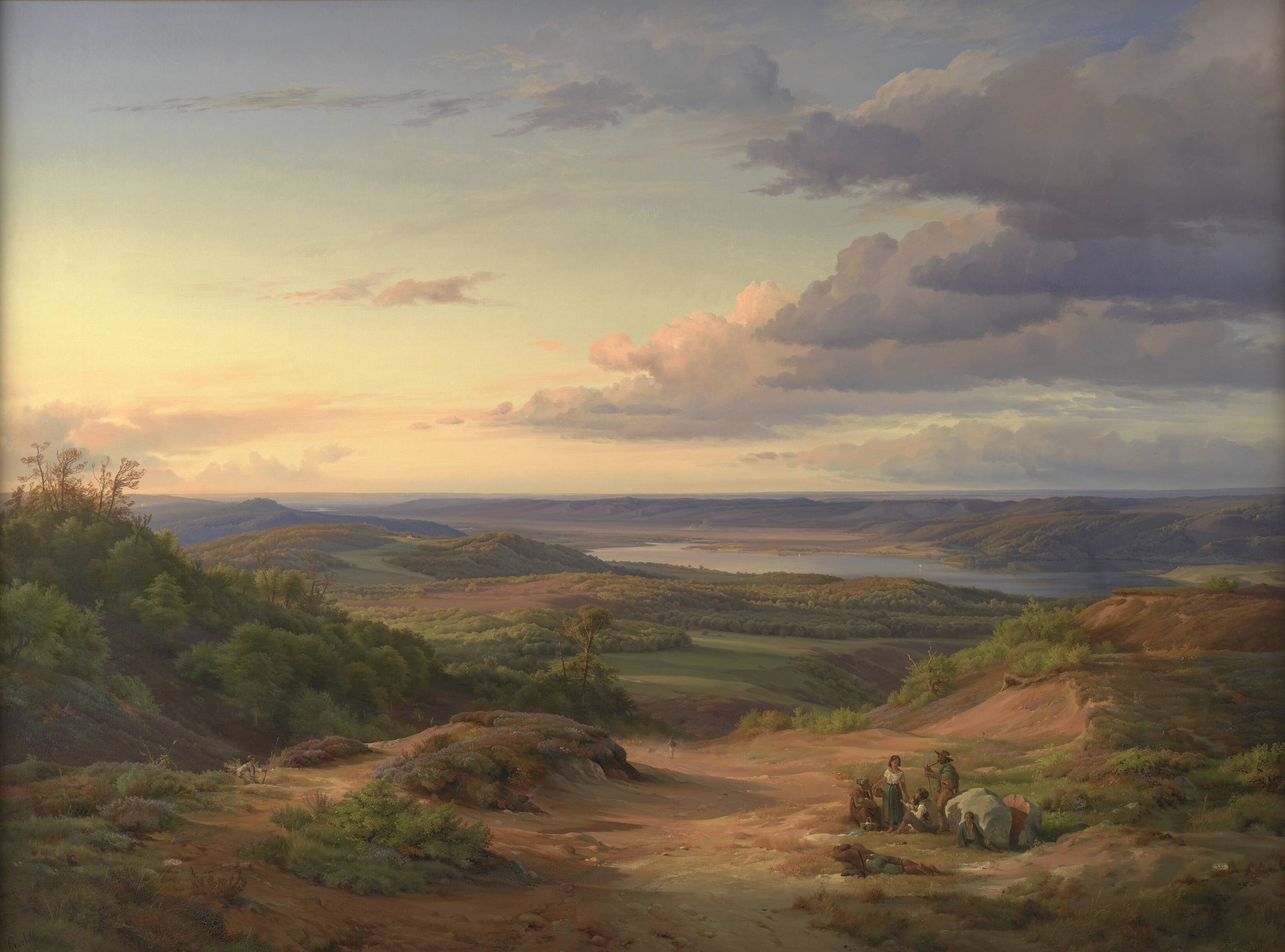 A Landscape near Himmelbjerget, Jutland. In the Foreground a Gypsy Family