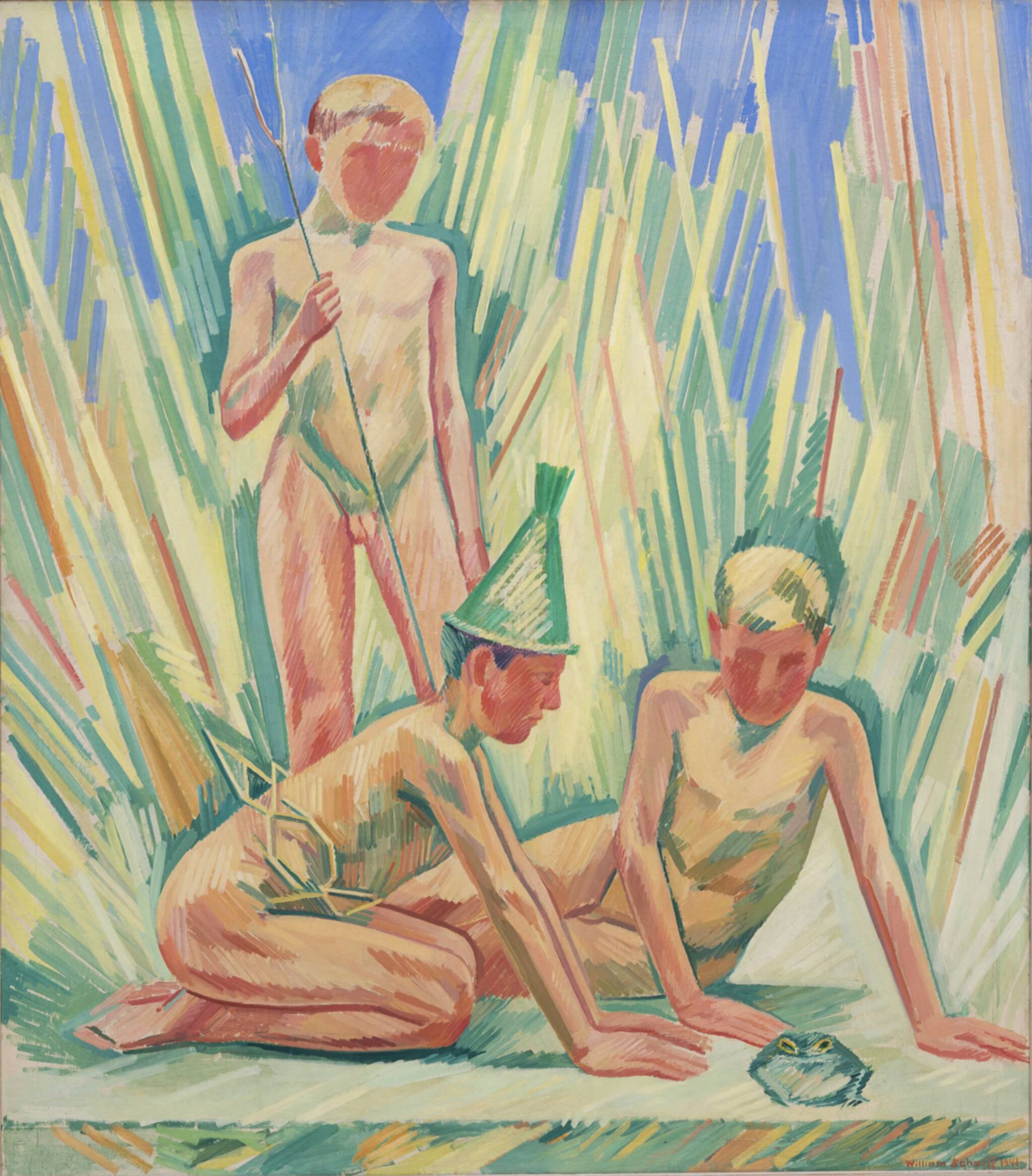 Drenge Ser Pa En Tudse 1940 1941 William Scharff Smk Open