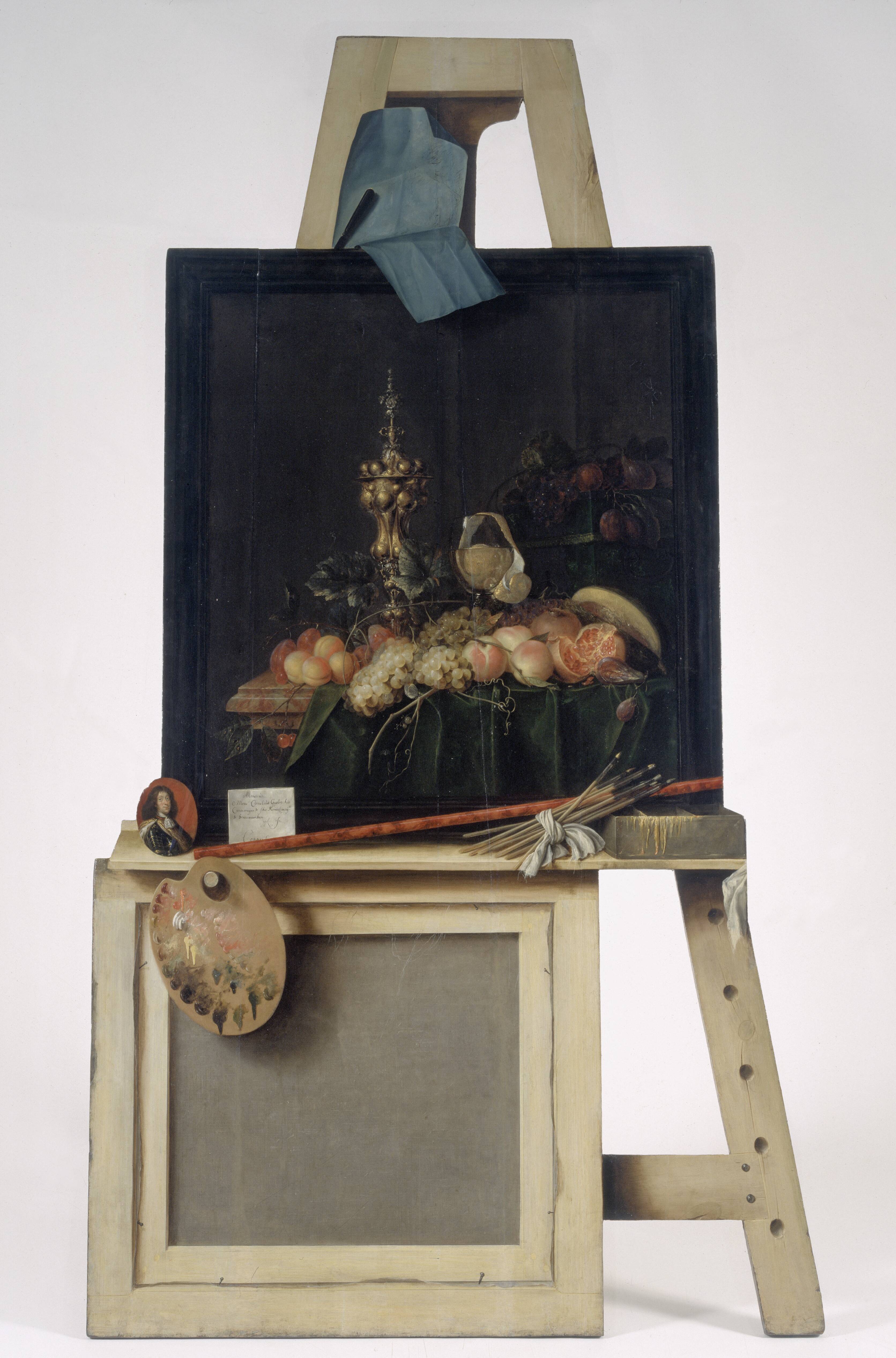 Cut-Out Trompe l'Oeil Easel with Fruit Piece