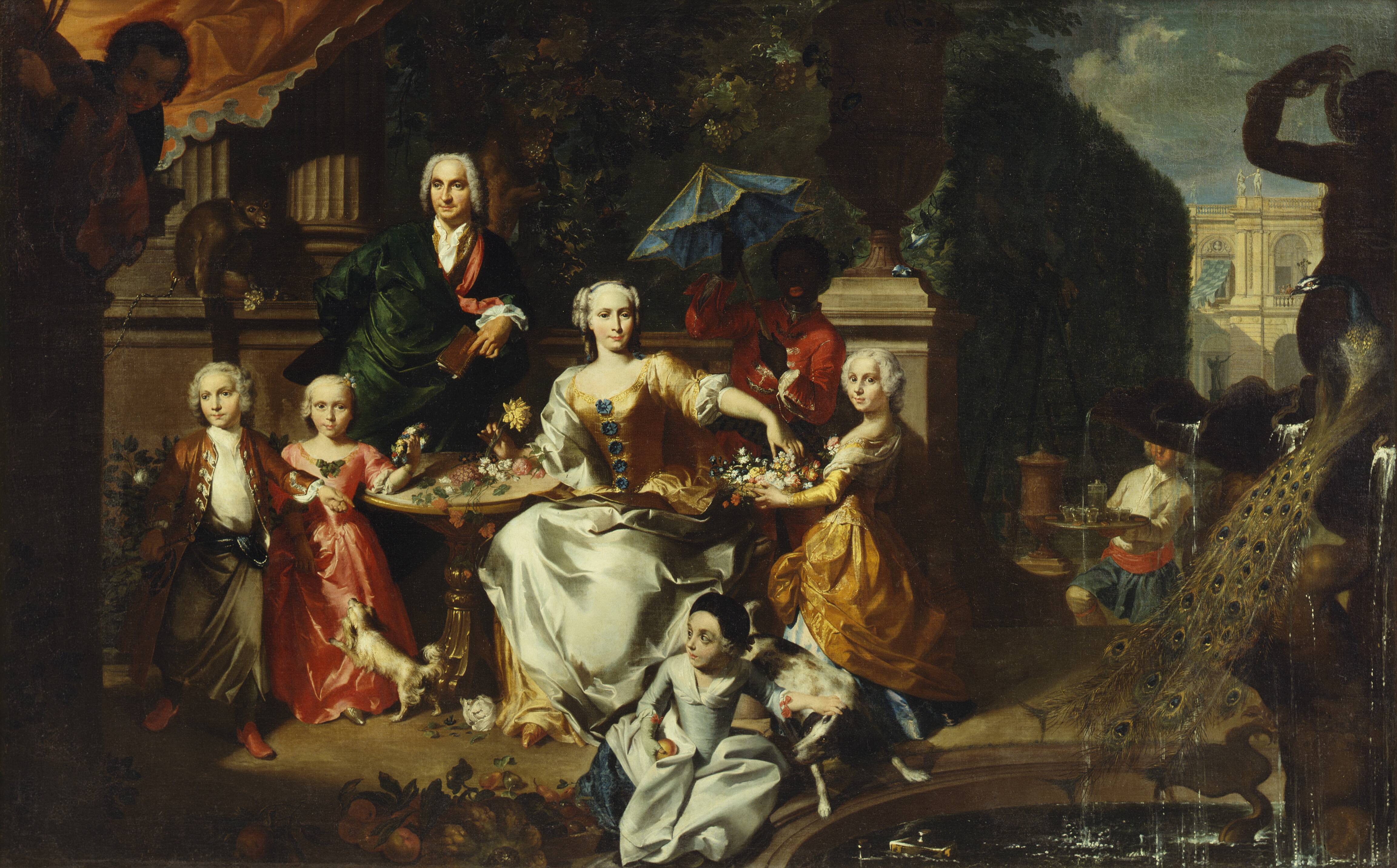 A Family Group on a Terrace in the Grounds of a Villa. Possibly the English Businessman George Jackson and his Family